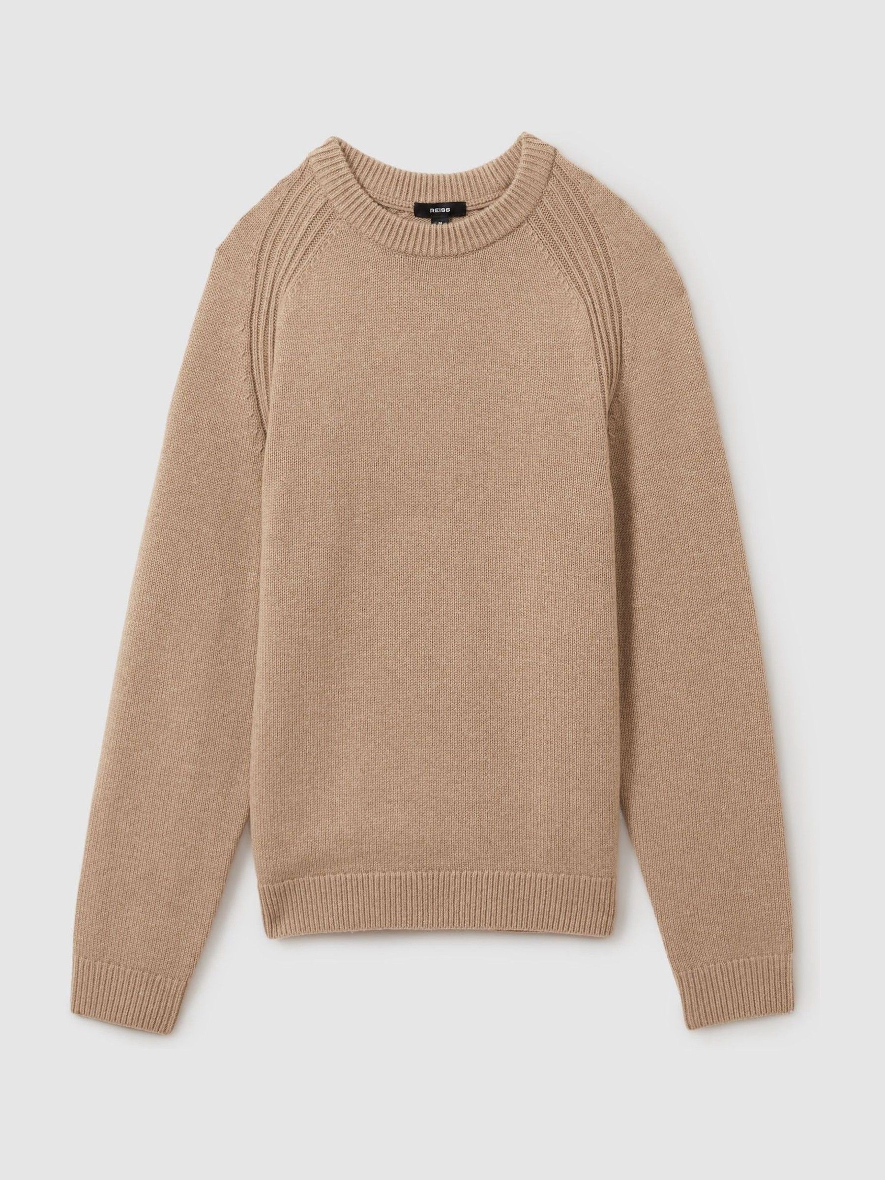 Wool-Blend Raglan-Sleeve Jumper in Camel Brown