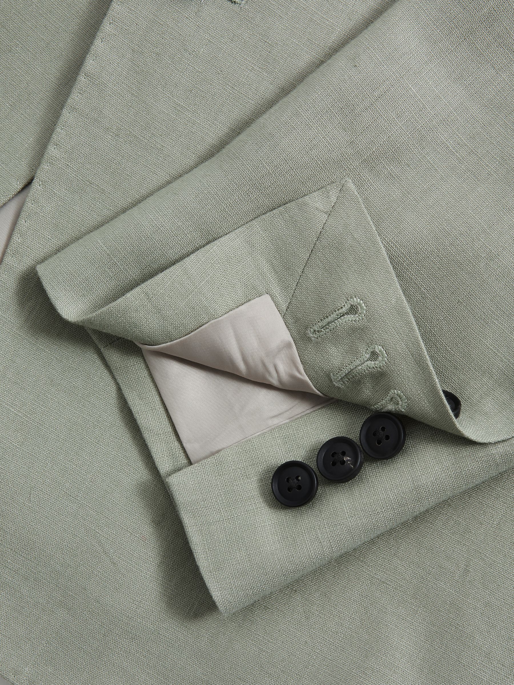 Single-Breasted Linen Suit Blazer Slim Fit in Apple