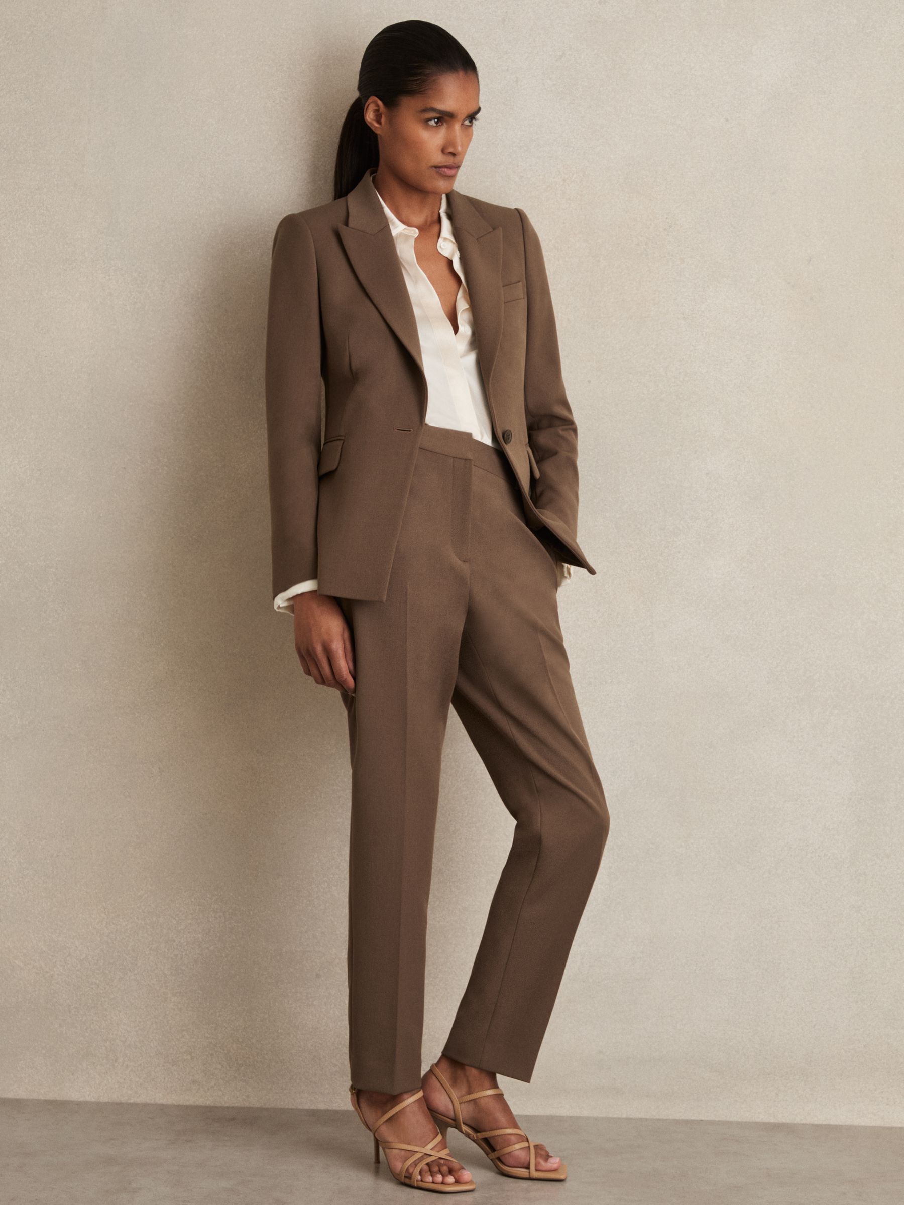 Slim Fit Suit Trousers in Mink Neutral