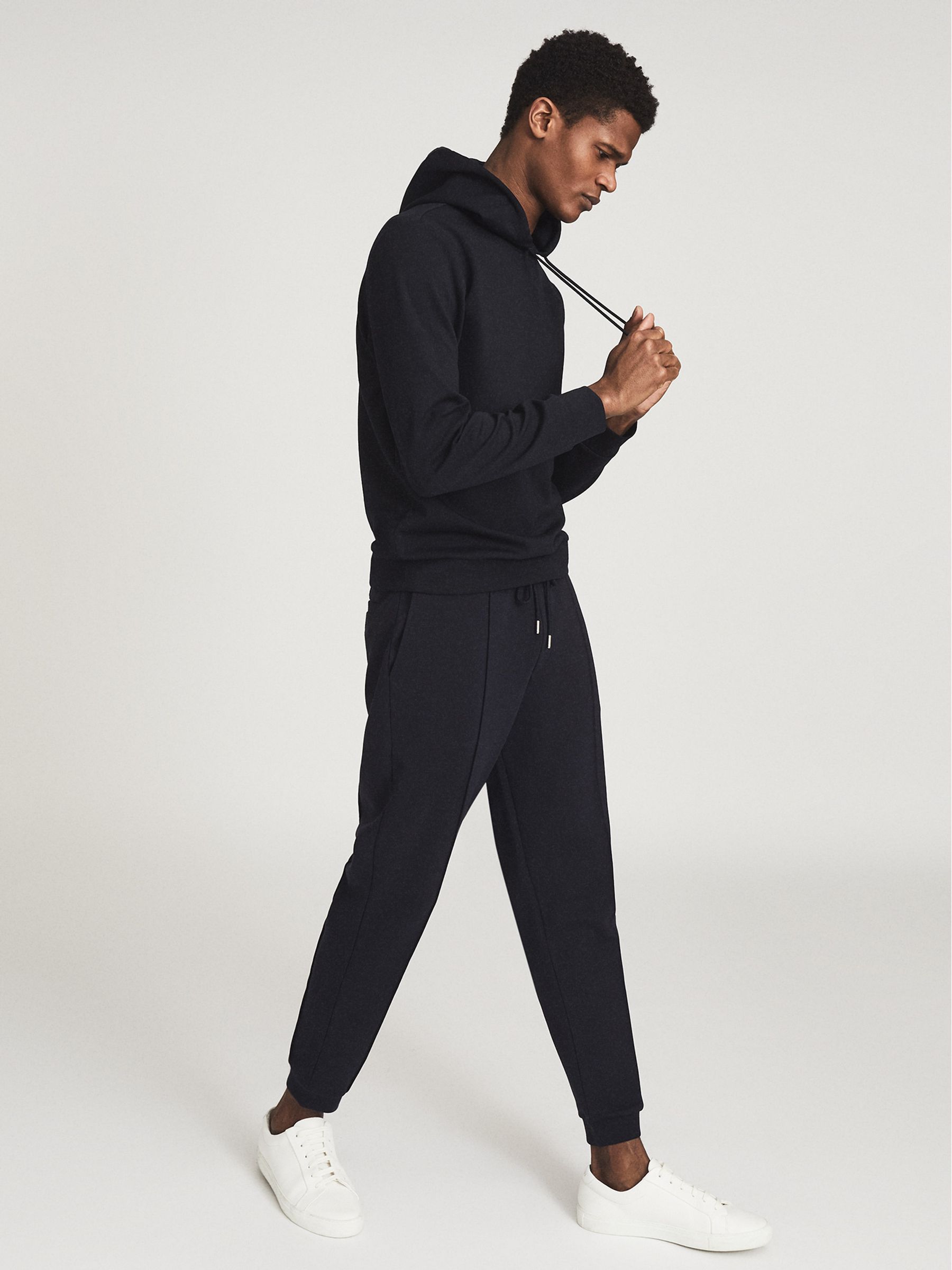 Neoprene Loungewear Hoodie in Navy