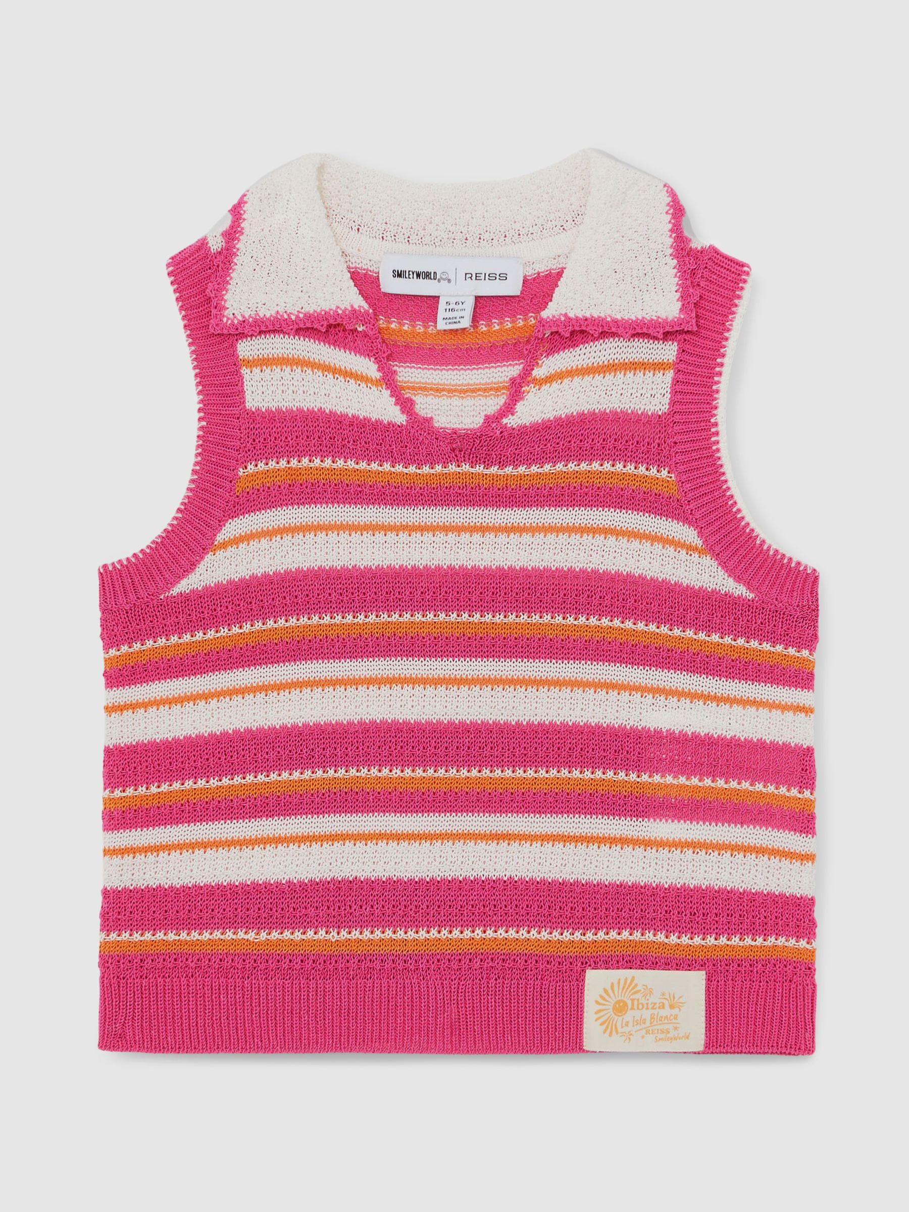 4-9 yrs SmileyWorld | Reiss Stripe Knit Vest in Pink