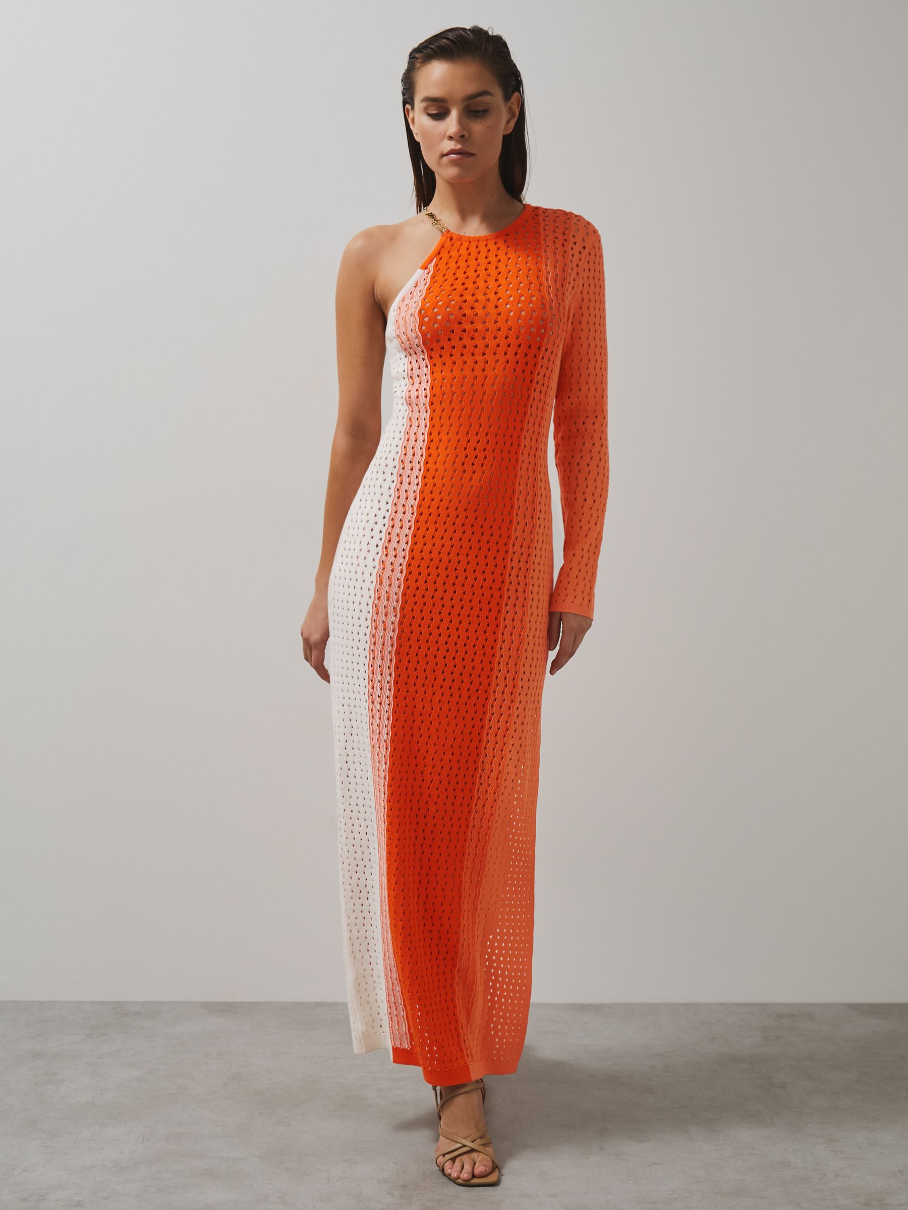McLaren F1 Team One-Sleeve Knit Dress in Papaya Orange