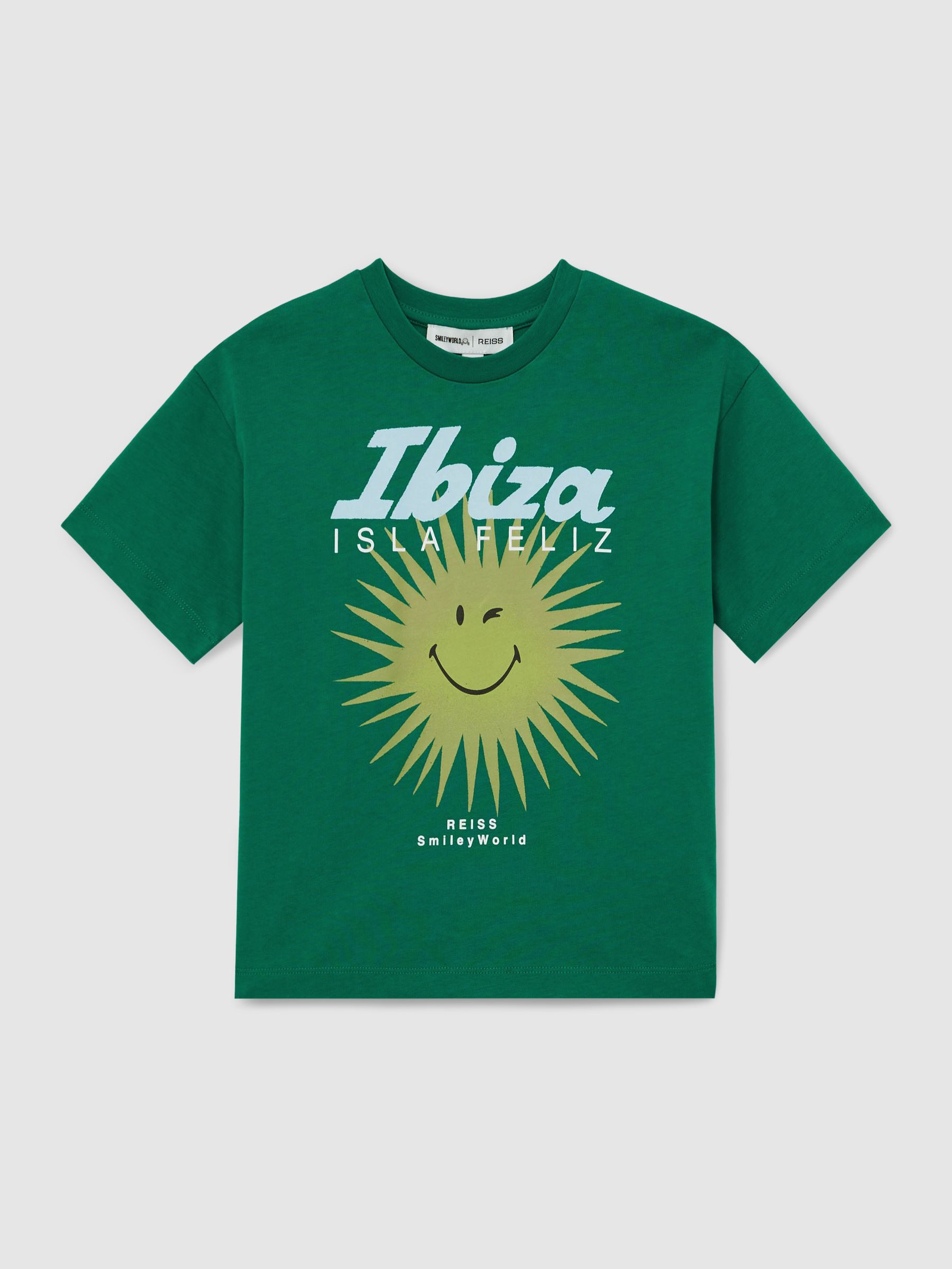 13-14 yrs SmileyWorld | Reiss Sun Motif T-Shirt in Bright Green