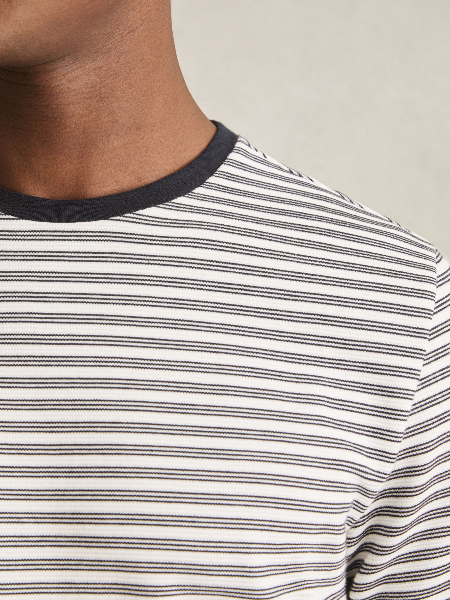 Heavyweight Striped T-Shirt in White/Navy