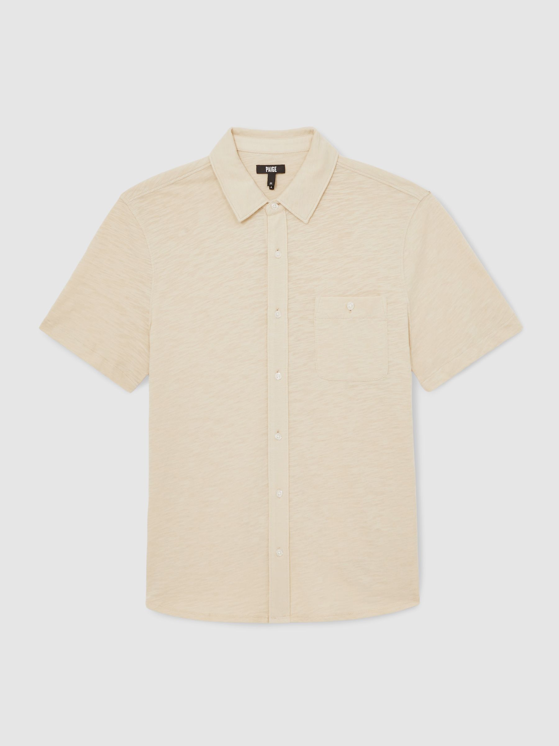 Paige Cotton Short-Sleeve Jersey Shirt in Cream