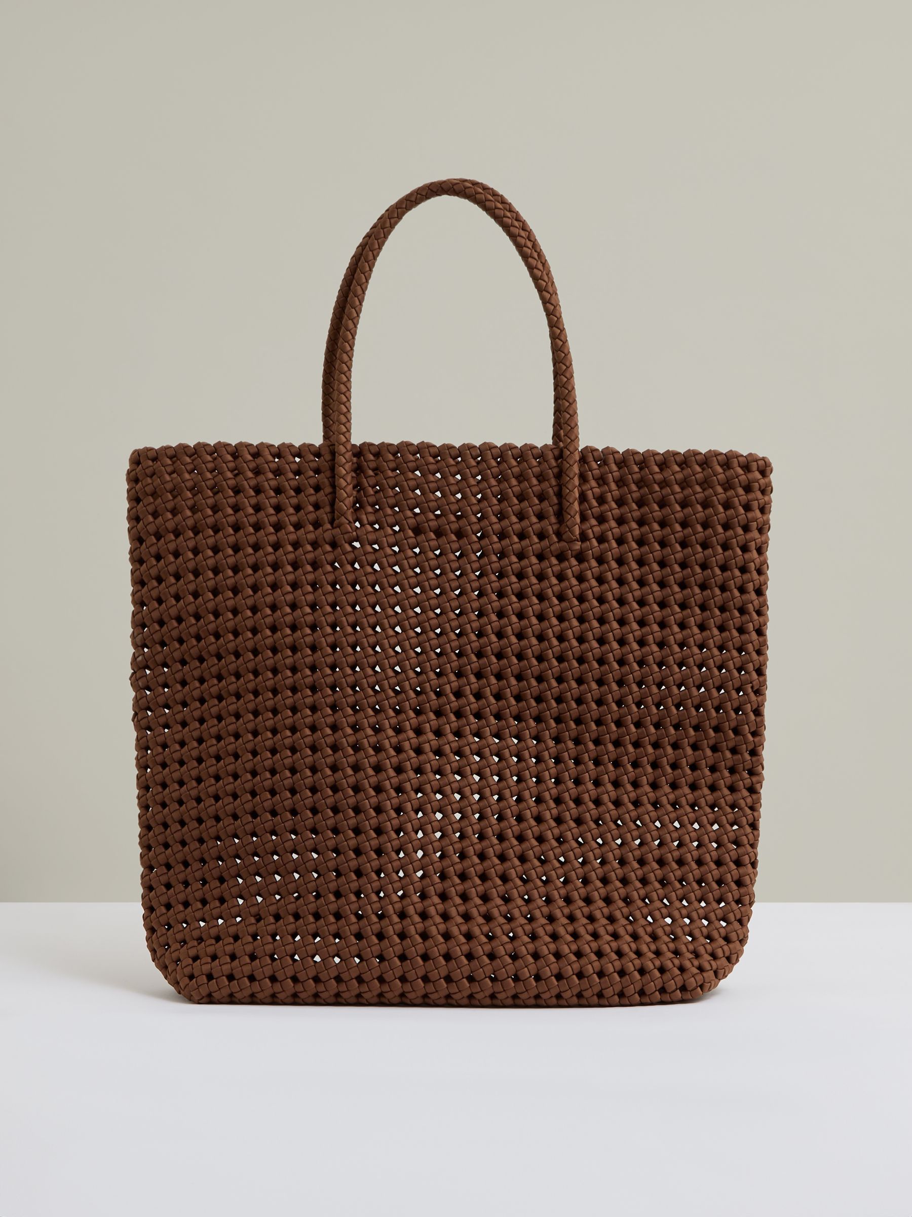 Woven Neoprene Tote Bag in Tan