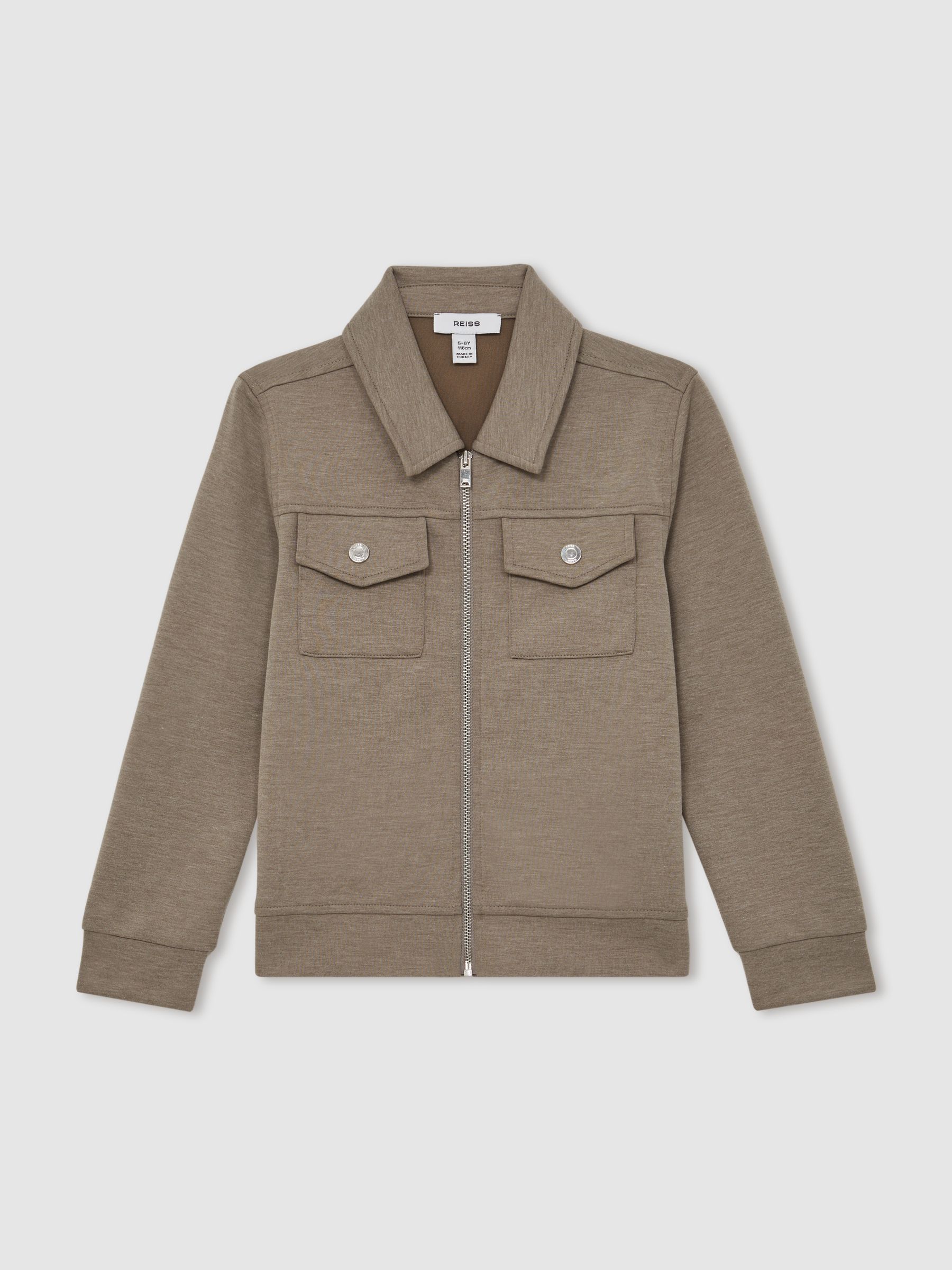 9-13 yrs Interlock Zip-Through Overshirt in Taupe Brown