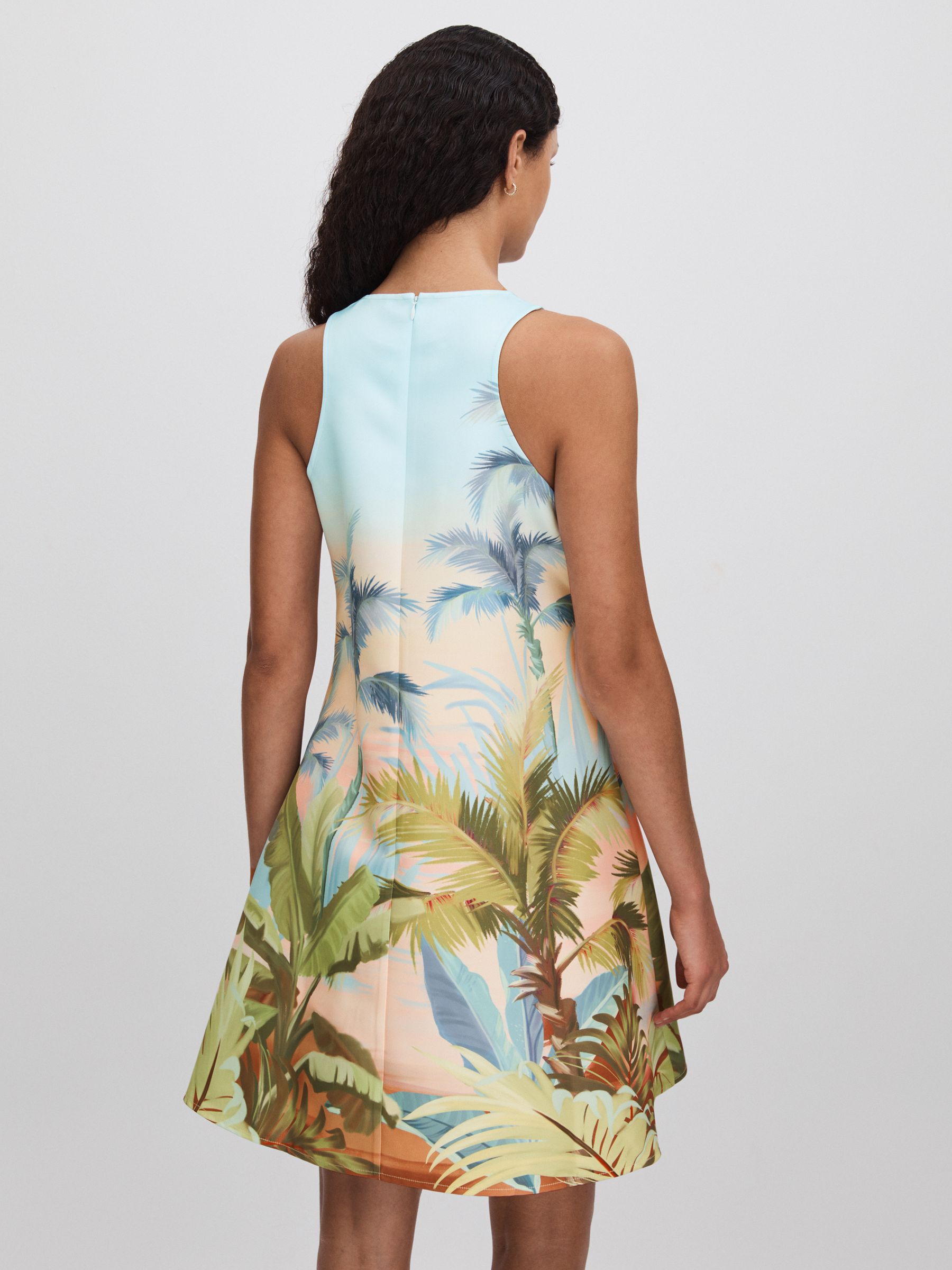 Leo Lin Printed A-Line Mini Dress in Blue Print