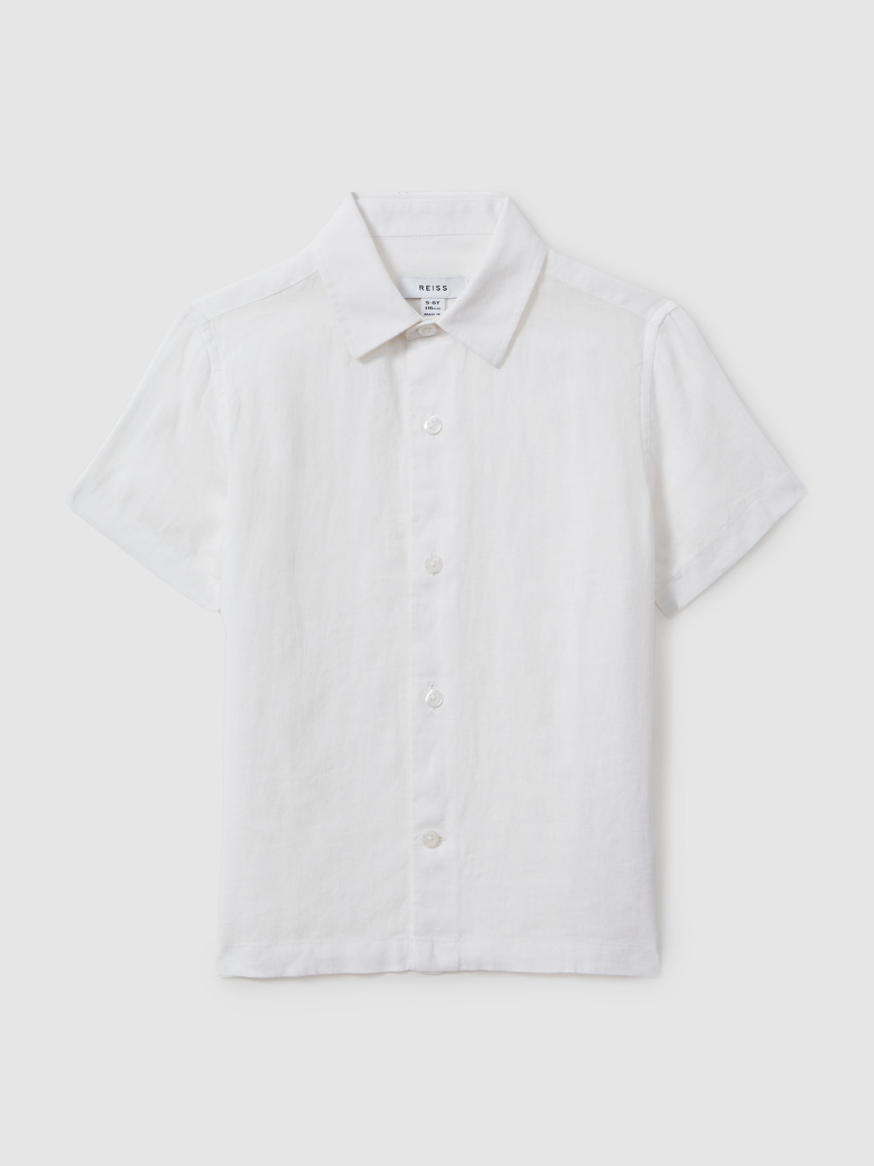 Teen Linen Short-Sleeve Shirt in White