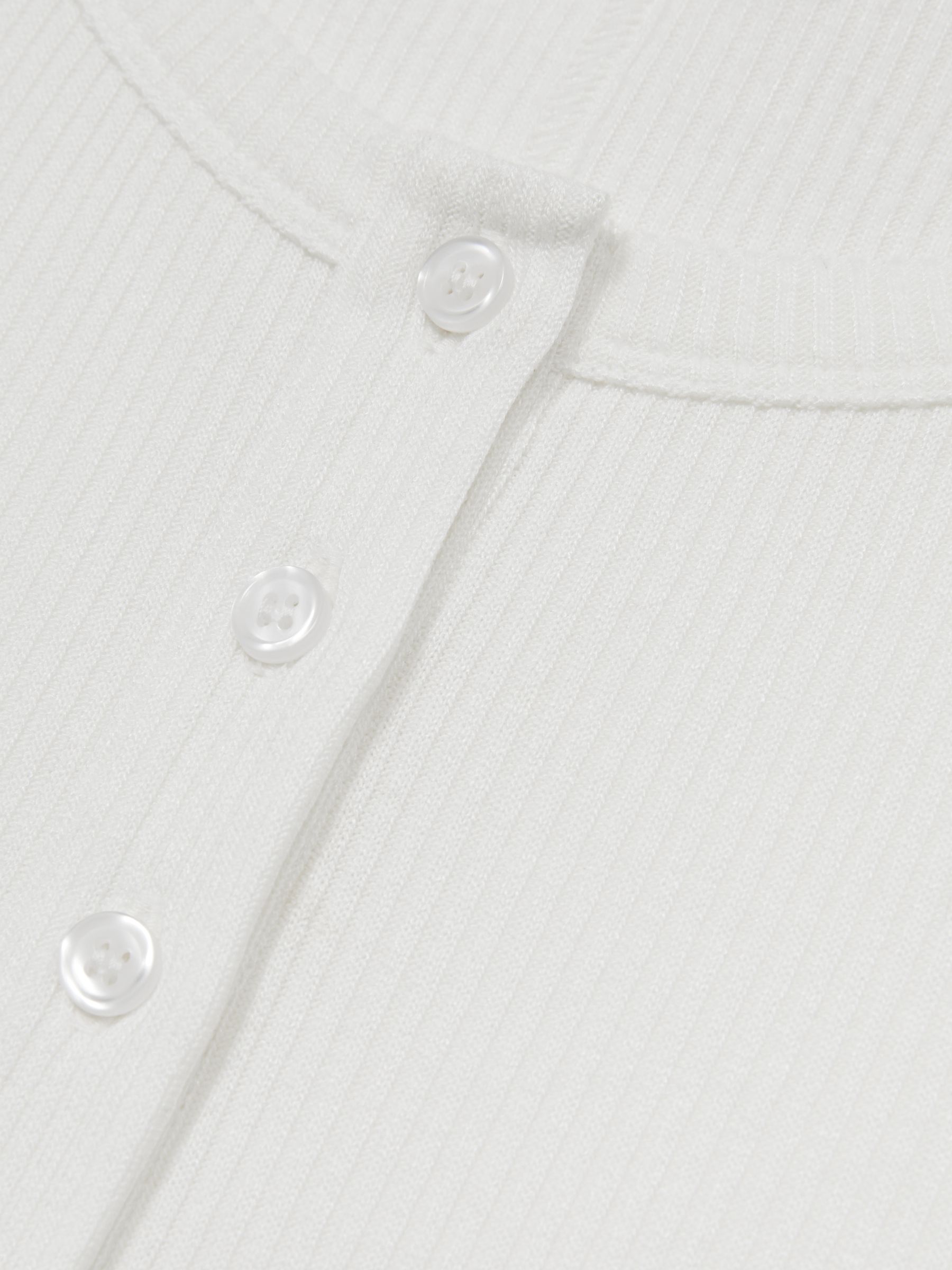 Fine-Rib Button-Placket Vest in White