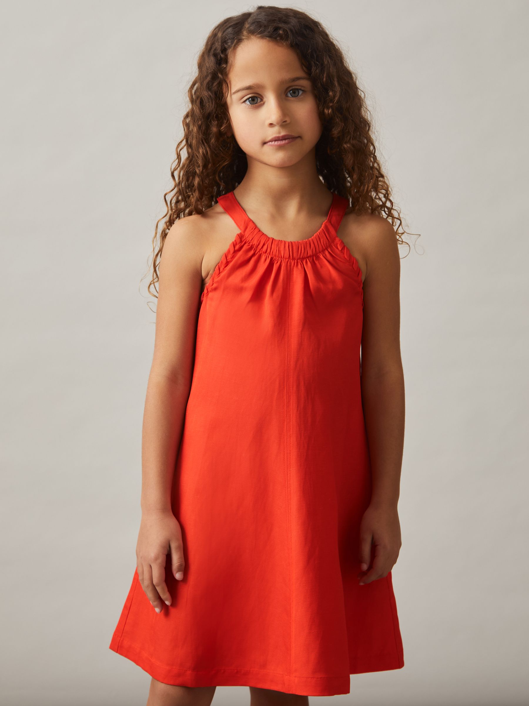 4-9 yrs Whipstitch Sleeveless Midi Dress in Red