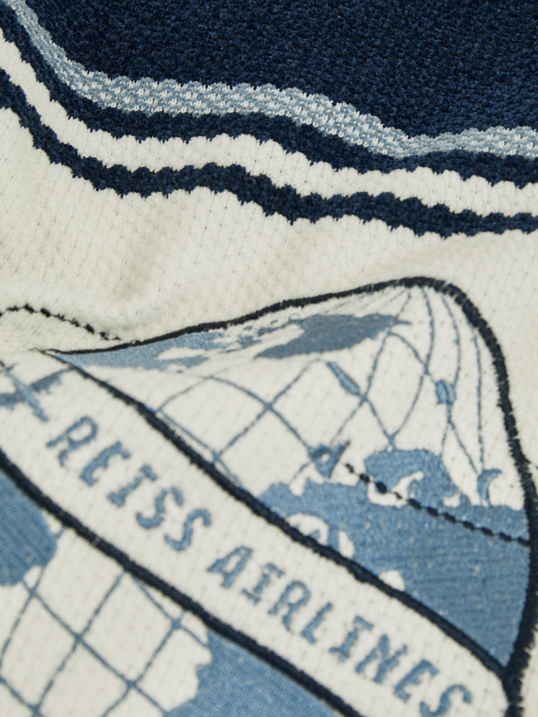 13-14 yrs Chenille Airlines Embroidery Shirt in Navy/Airforce Blue/White