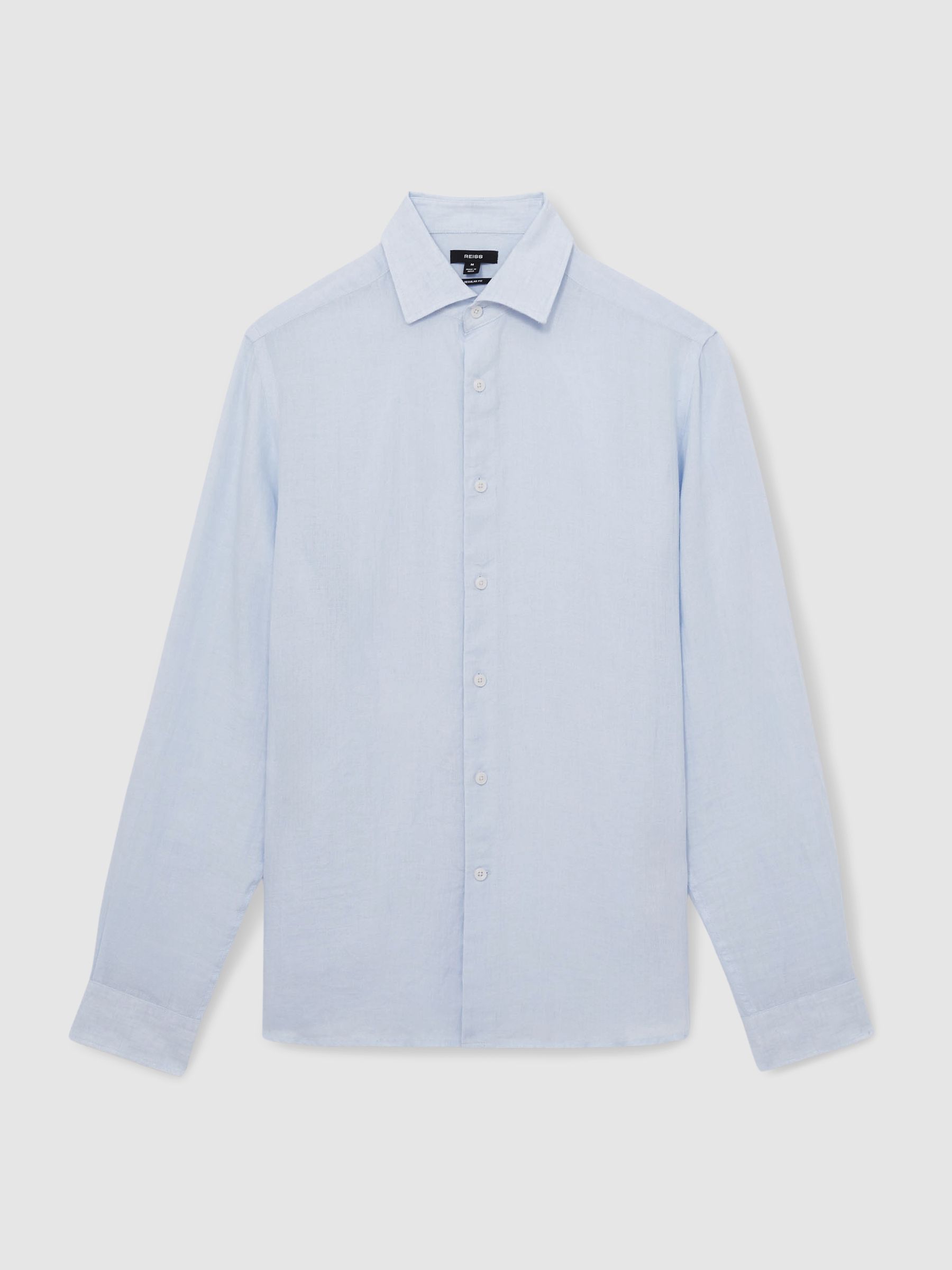 Linen Button-Through Shirt in Pale Blue