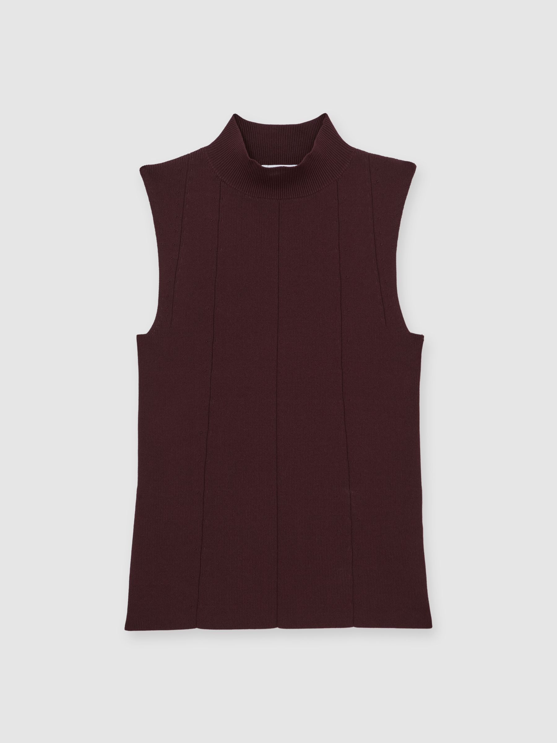 High Neck Sleeveless Top in Burgundy
