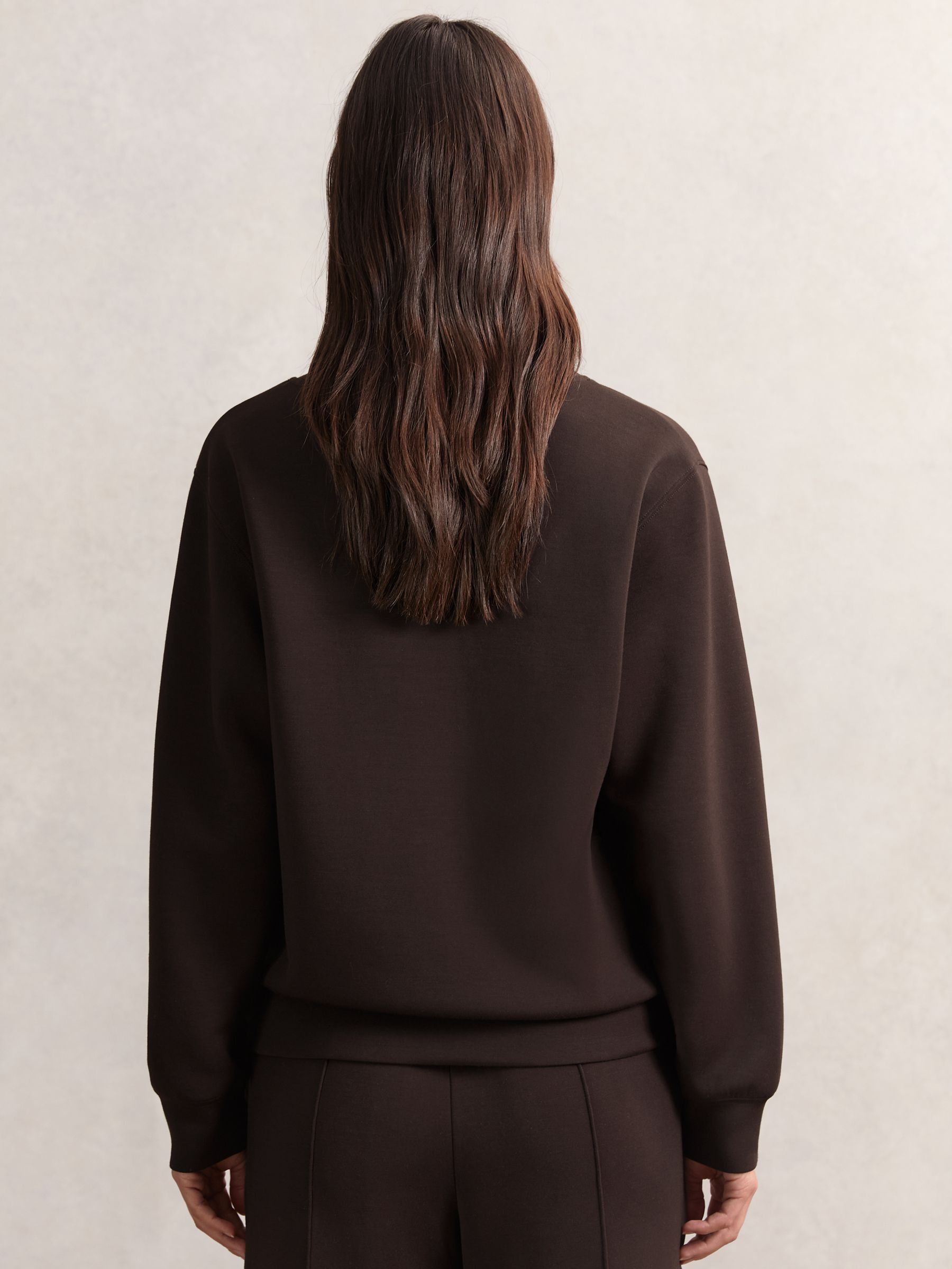 Interlock Shawl-Neck Sweatshirt with Modal in Dark Chocolate