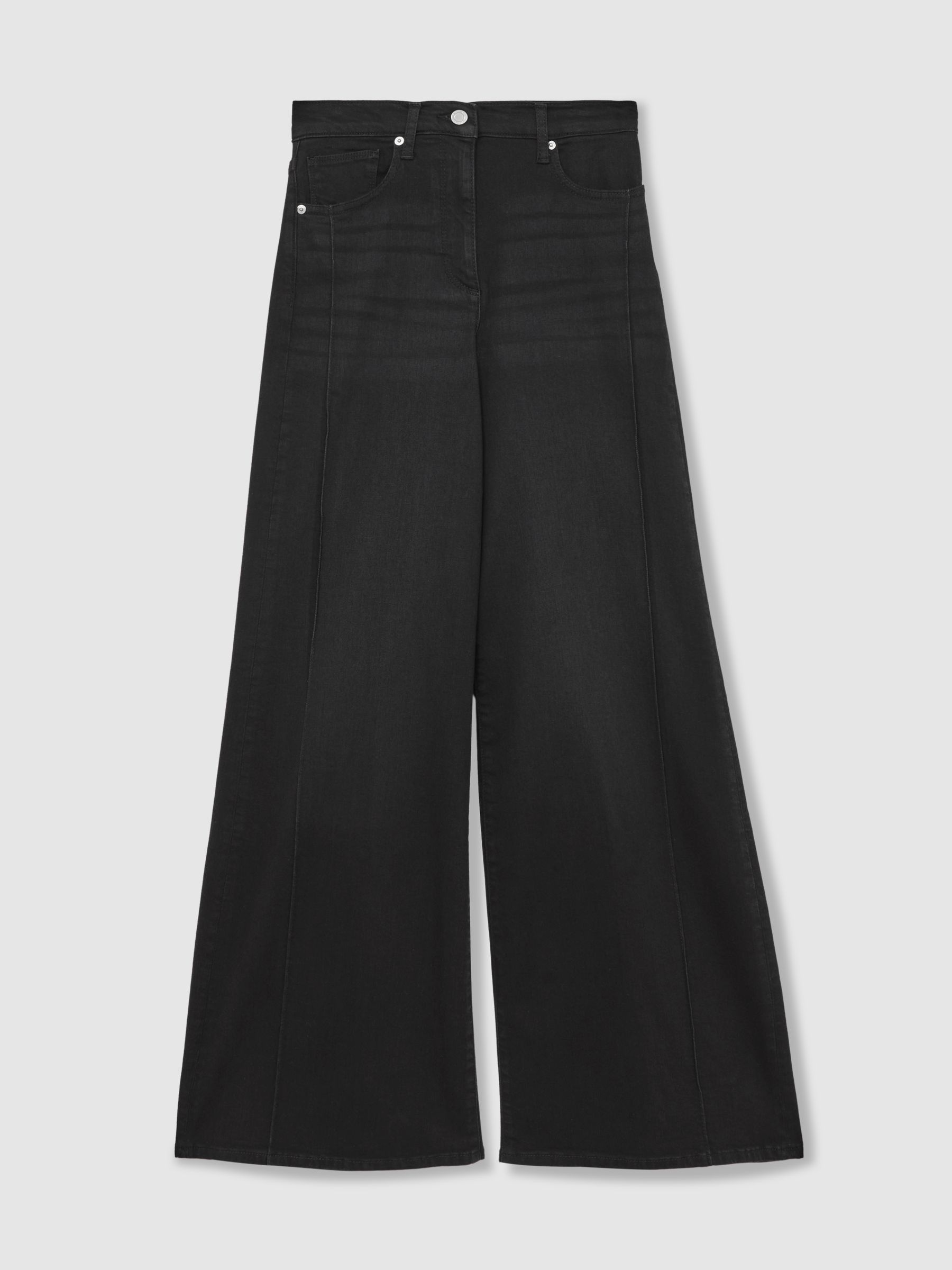 Stretch-Cotton Wide-Leg Jeans in Black