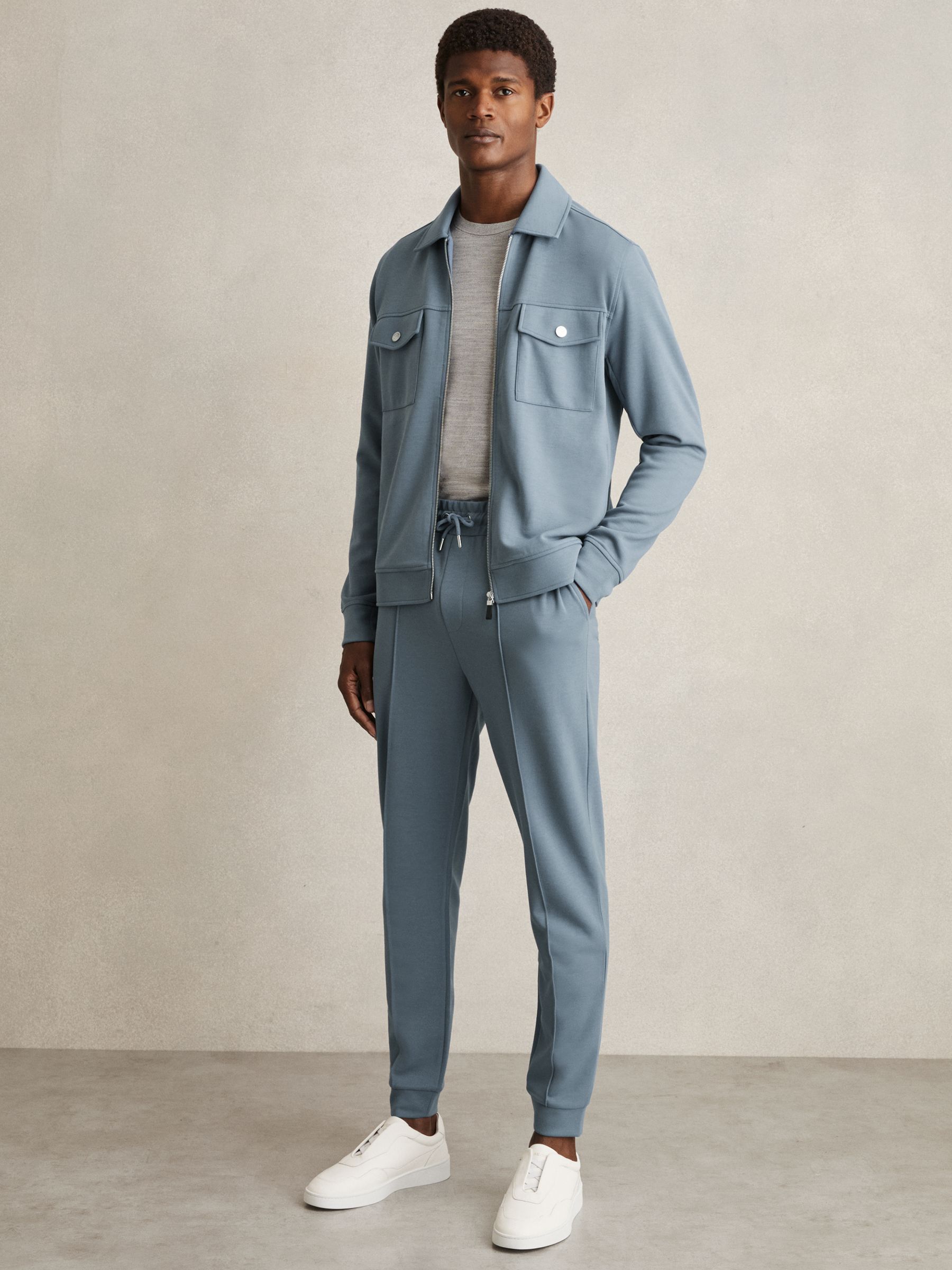 Stretch Jersey Tailored Joggers in Airforce Blue