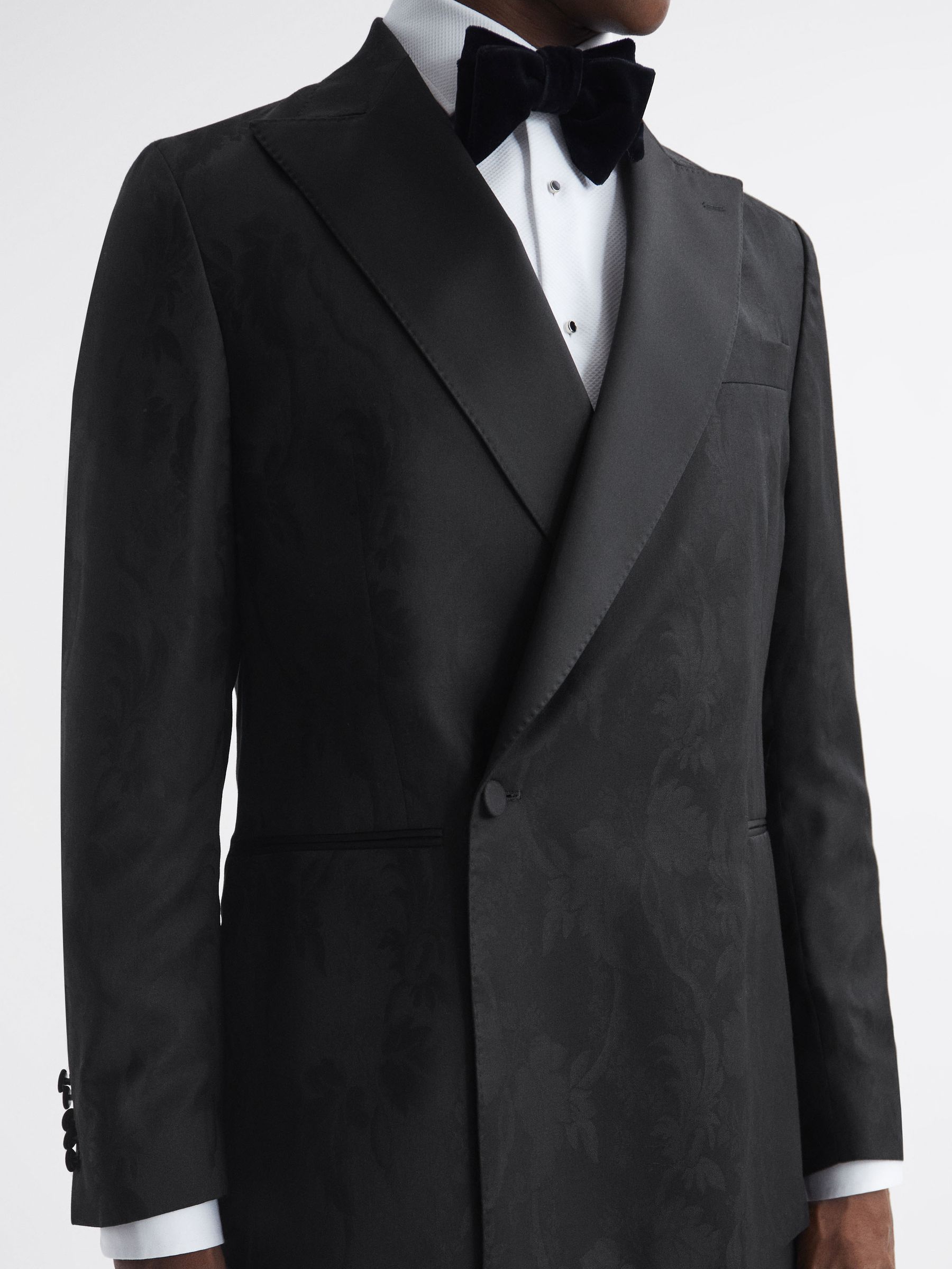 Jacquard Oscar Jacobson Double Breasted Blazer in Black