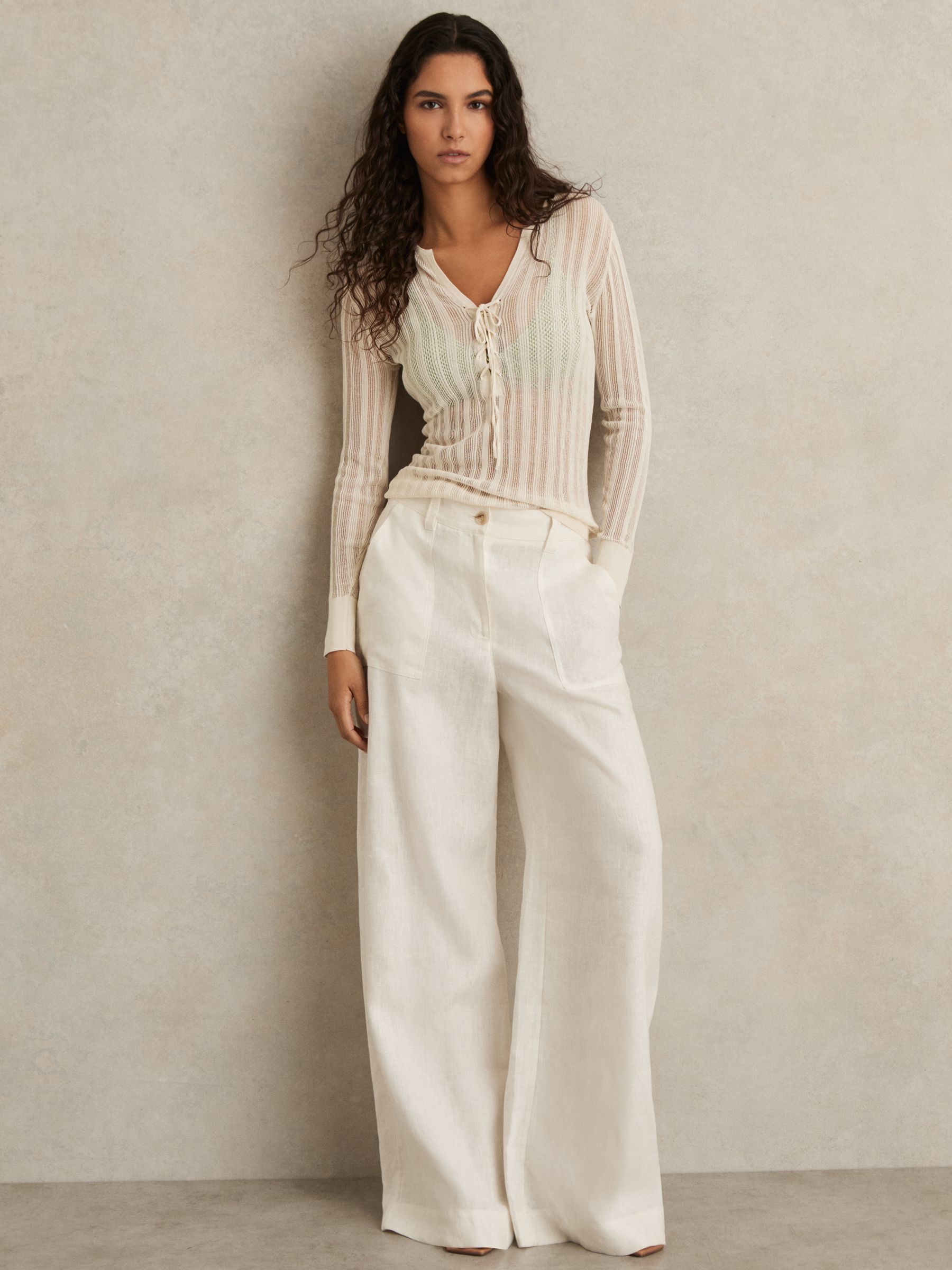 Knitted Beach Cover-Up Top in Cream