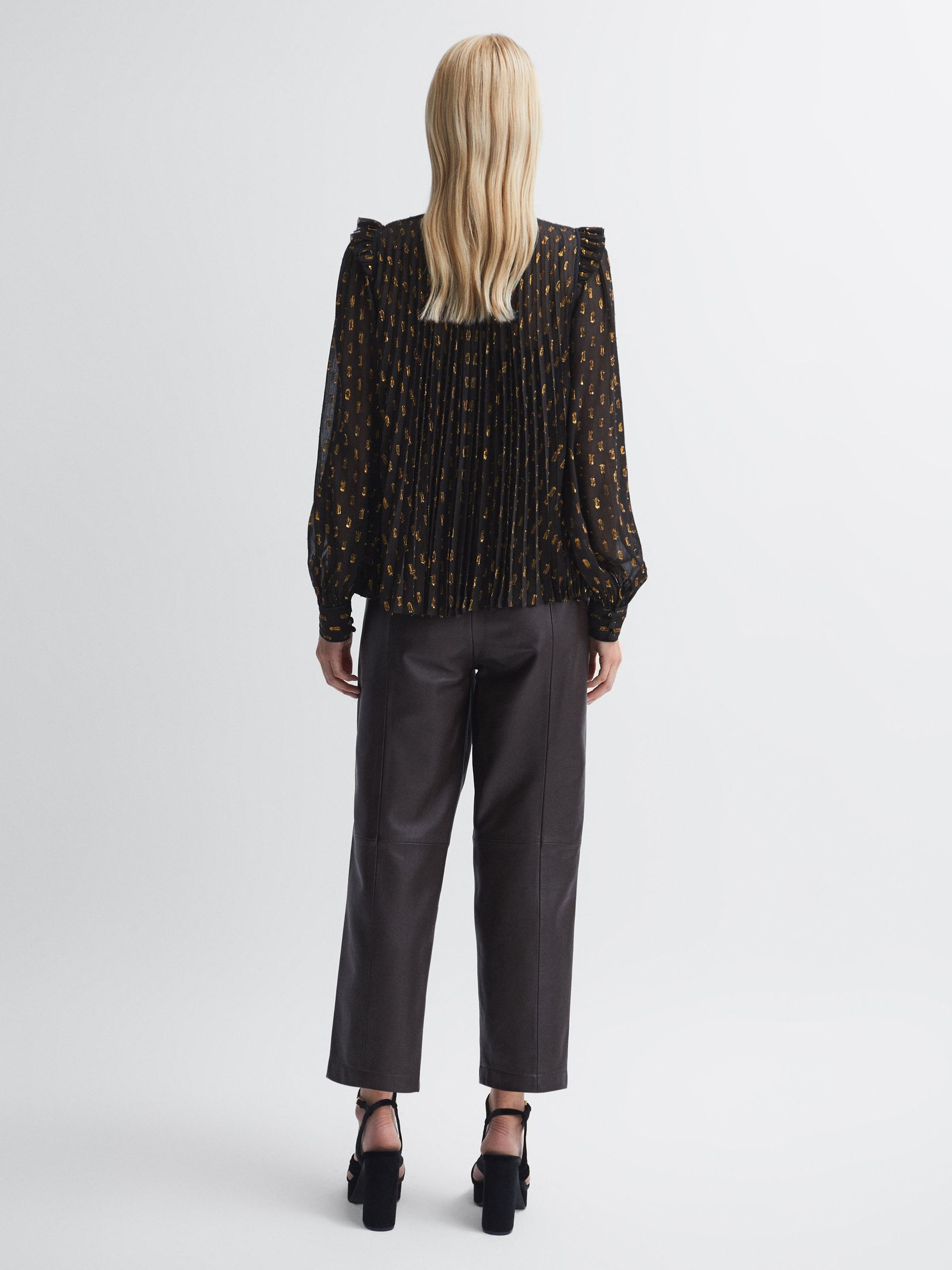 Florere Sheer Ruffle Blouse in Chocolate