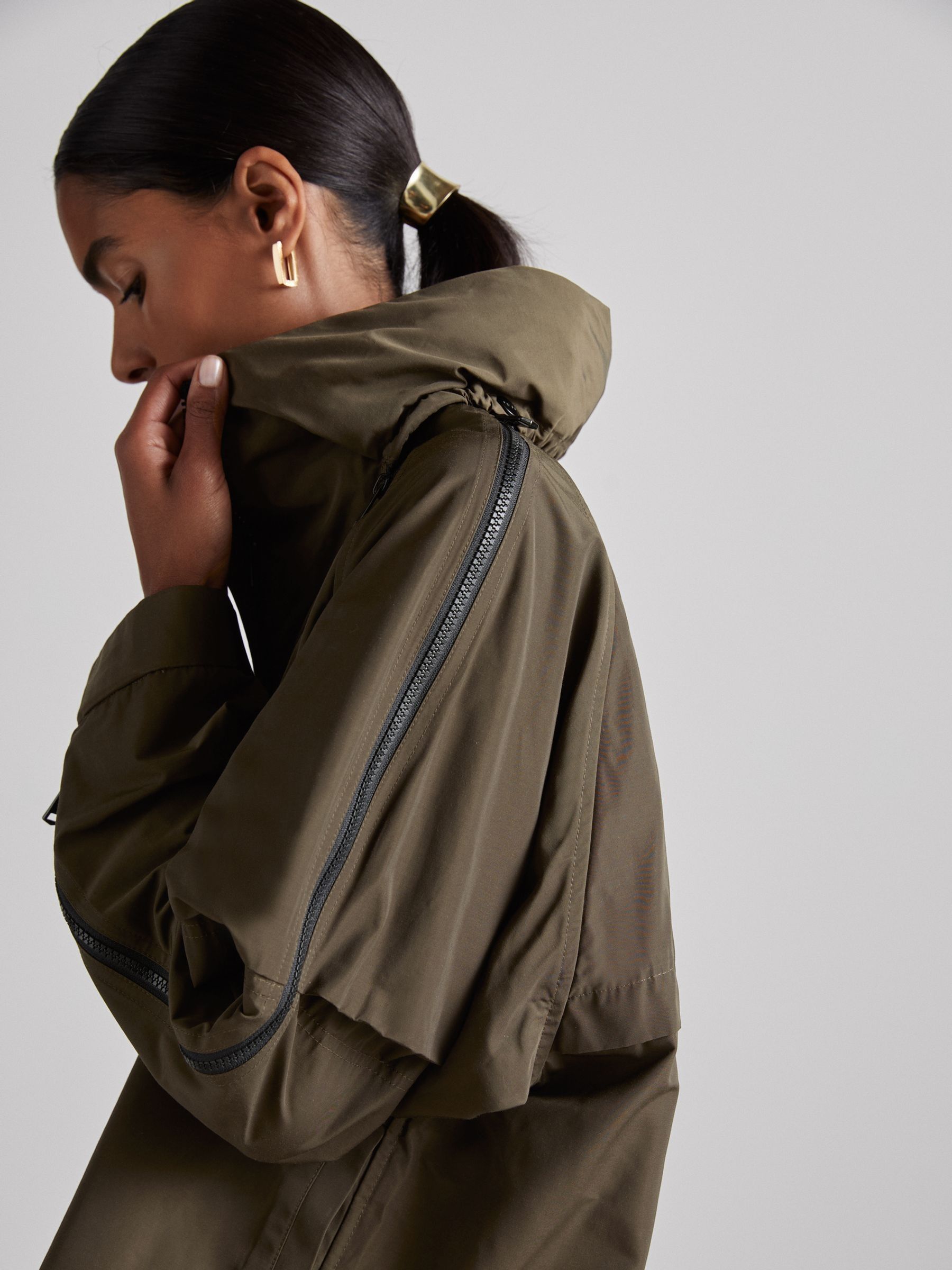 Atelier Zipped-Shell Coat in Khaki
