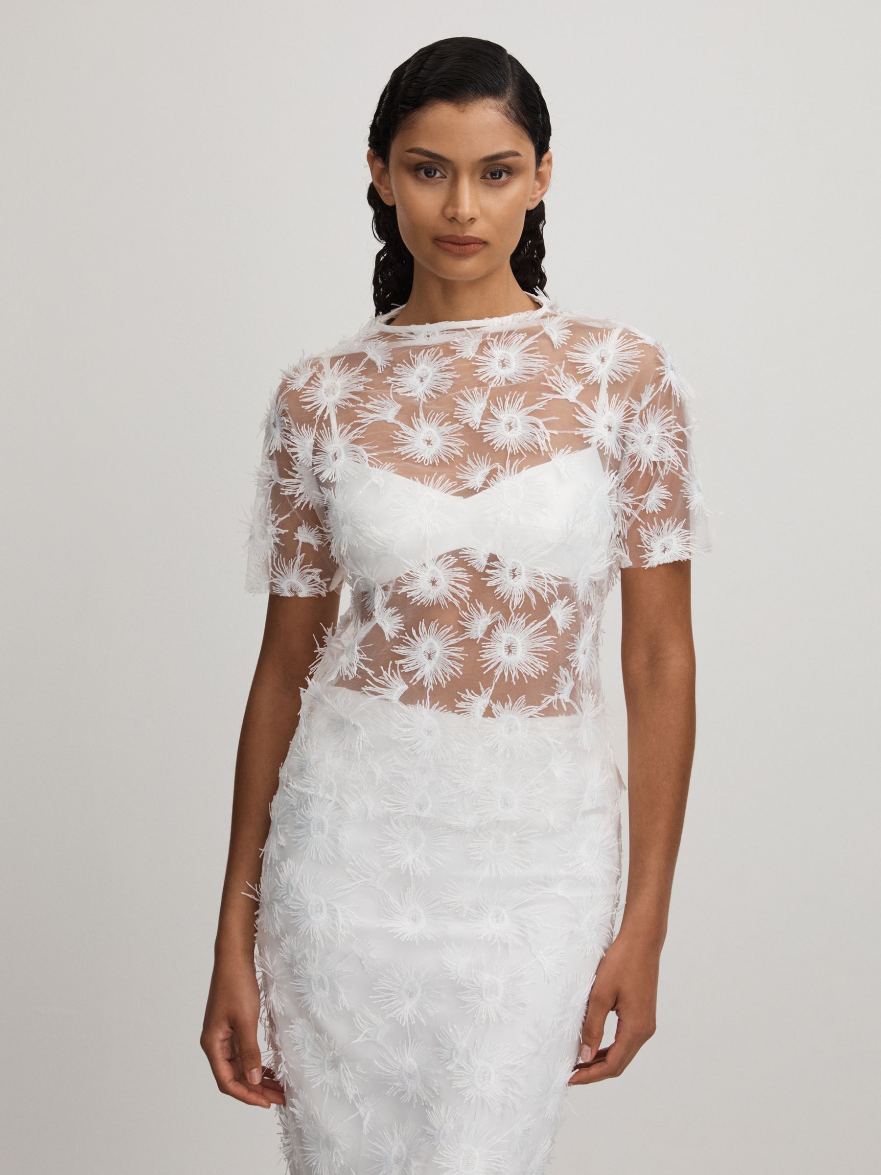 Coco White Anna Quan Sheer Applique Top