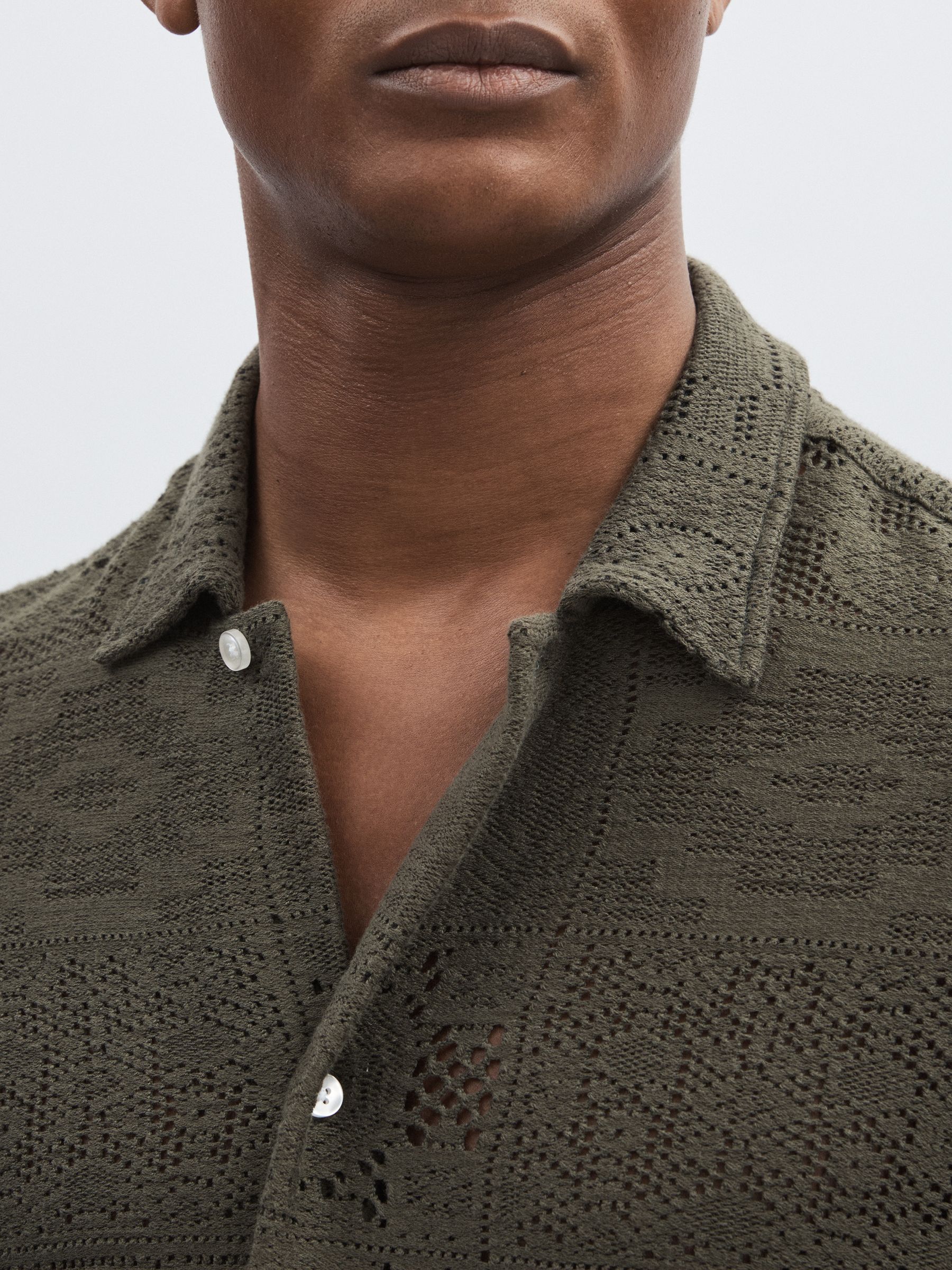 Les Deux Blend Lace Shirt in Olive Green