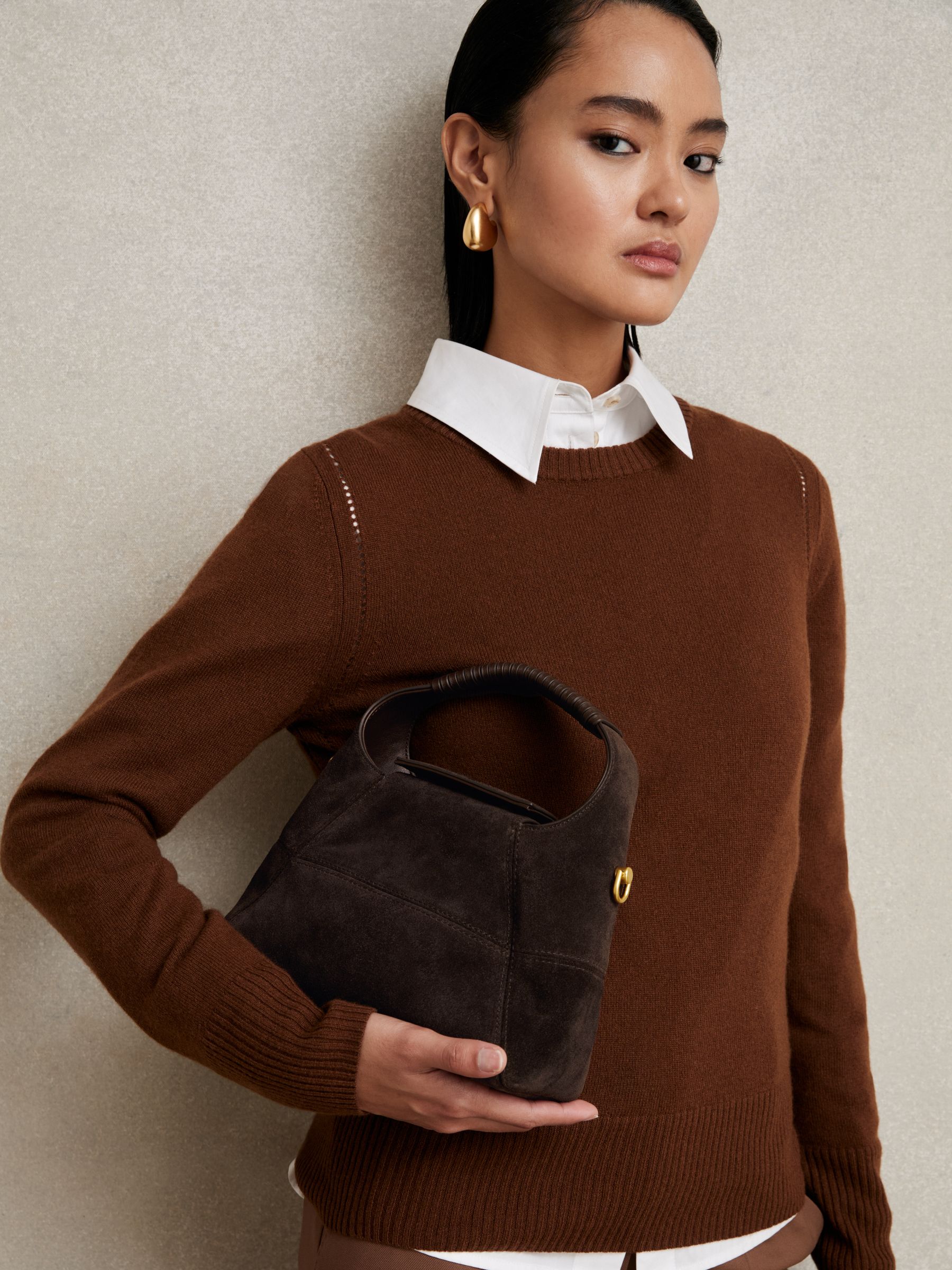 Suede Crossbody Bag in Chocolate