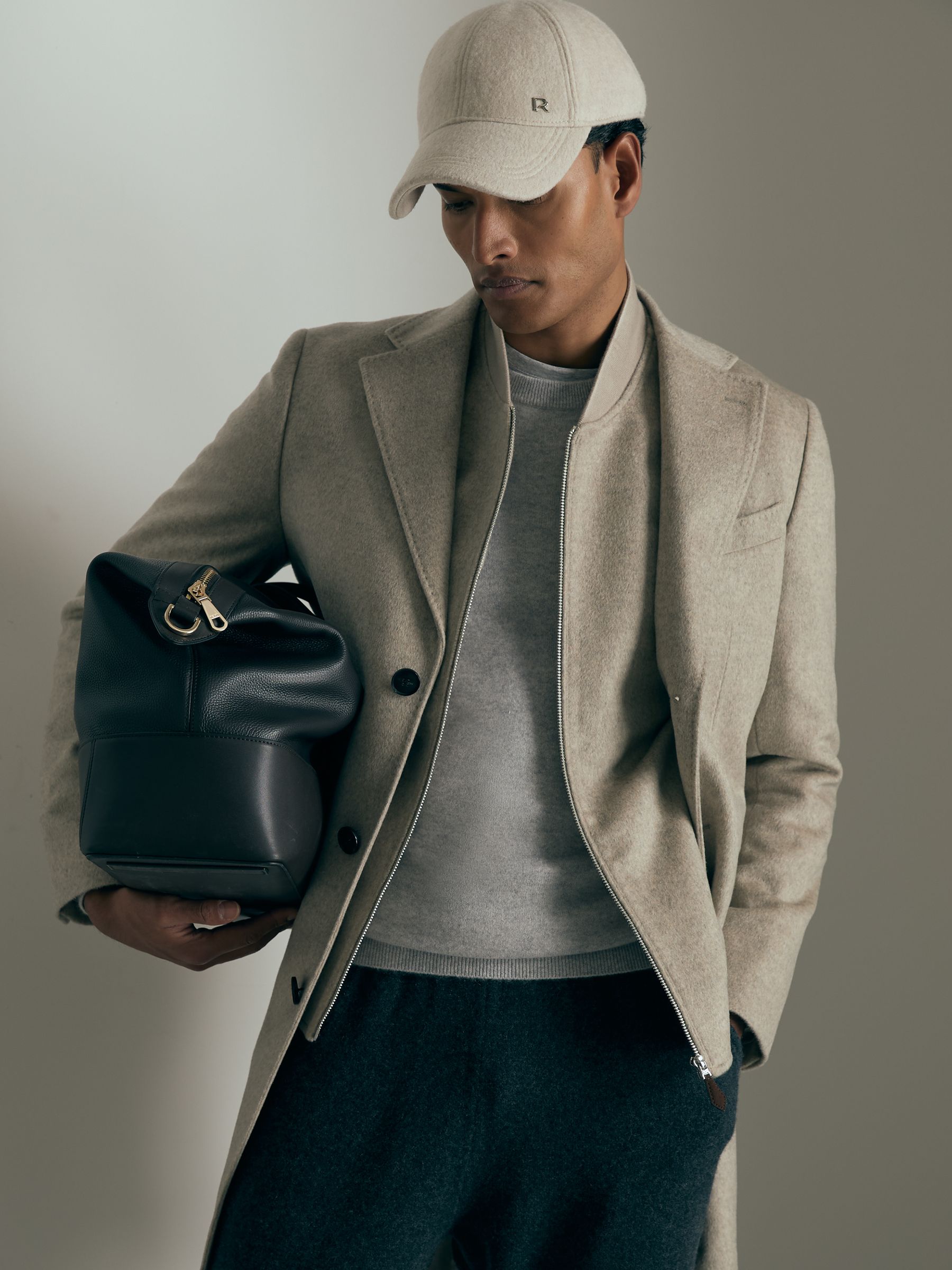 100% Cashmere Bomber Jacket in Oatmeal