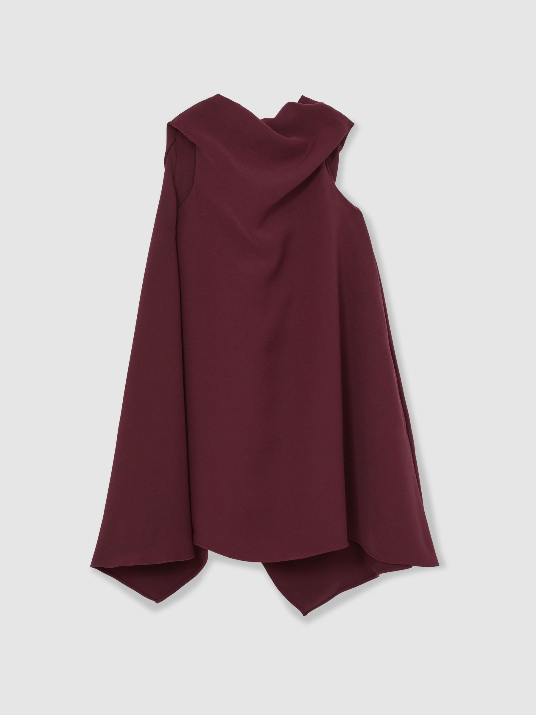 3-9 yrs High-Neck Drape Back Dress in Burgundy