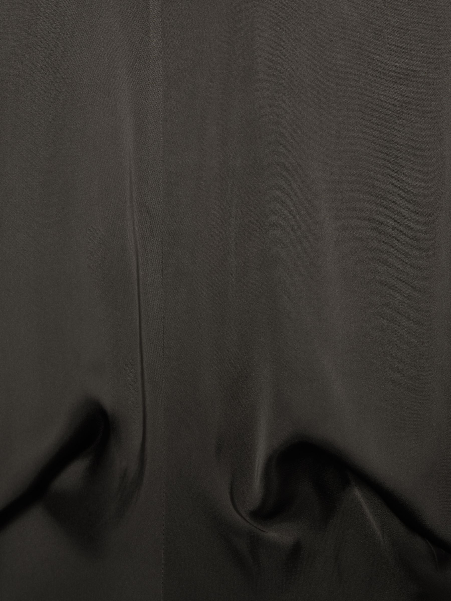 Satin Short-Sleeve Midi Dress in Charcoal