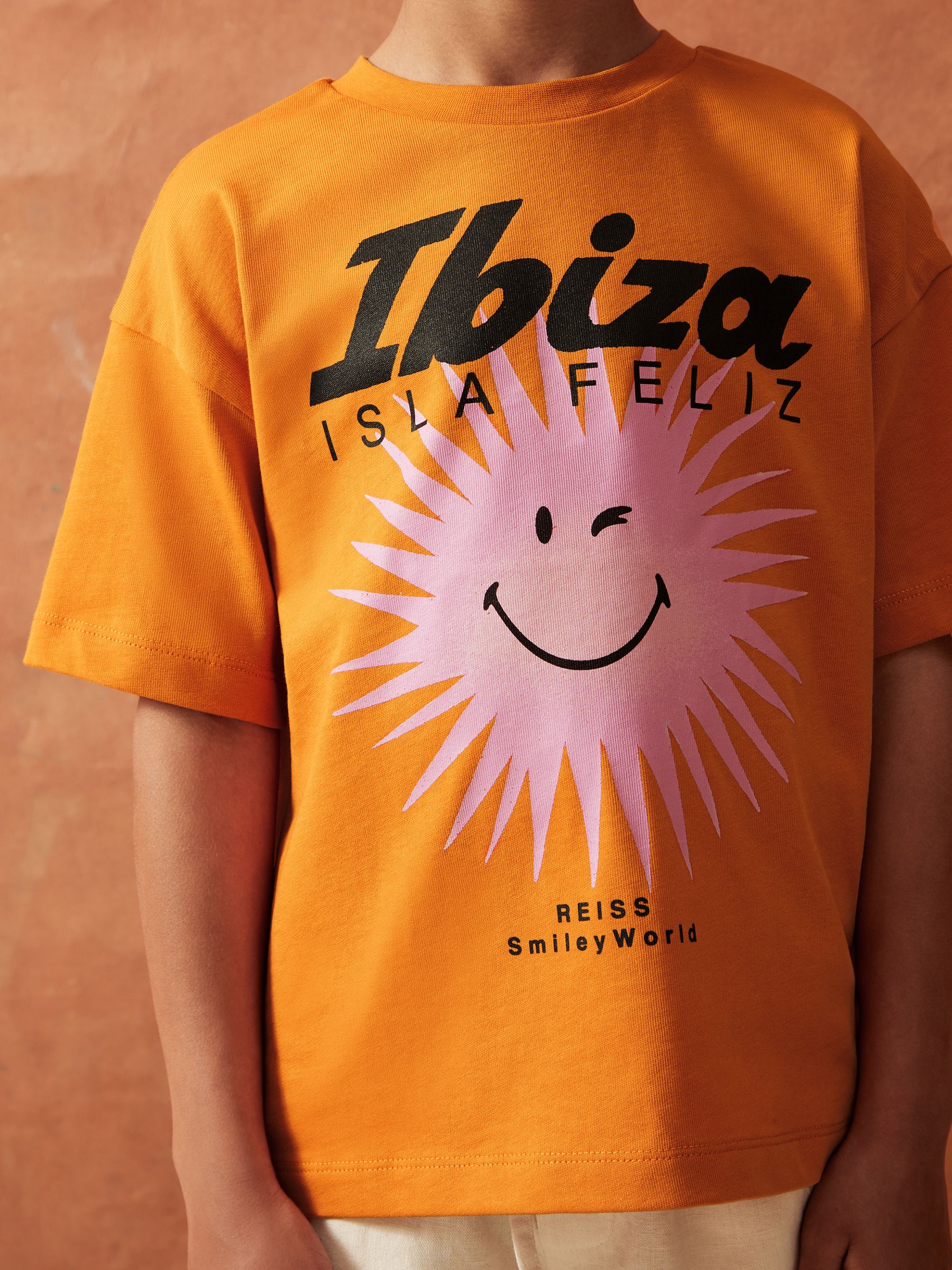 9-13 yrs SmileyWorld | Reiss Sun Motif T-Shirt in Orange