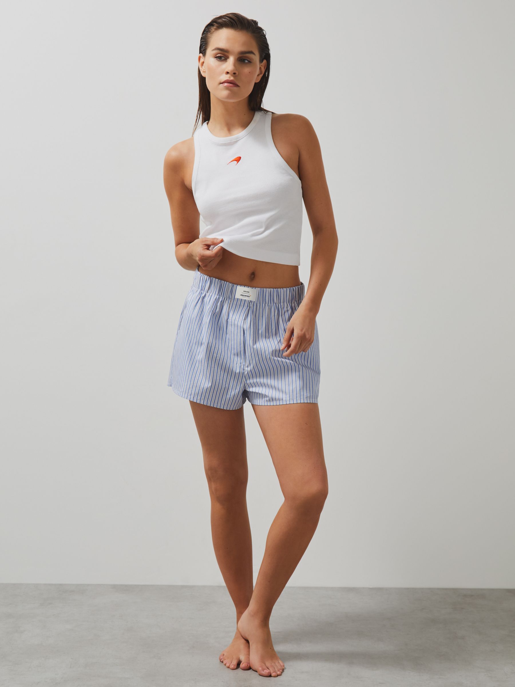 McLaren F1 Team Stripe Poplin Shorts in Soft Blue