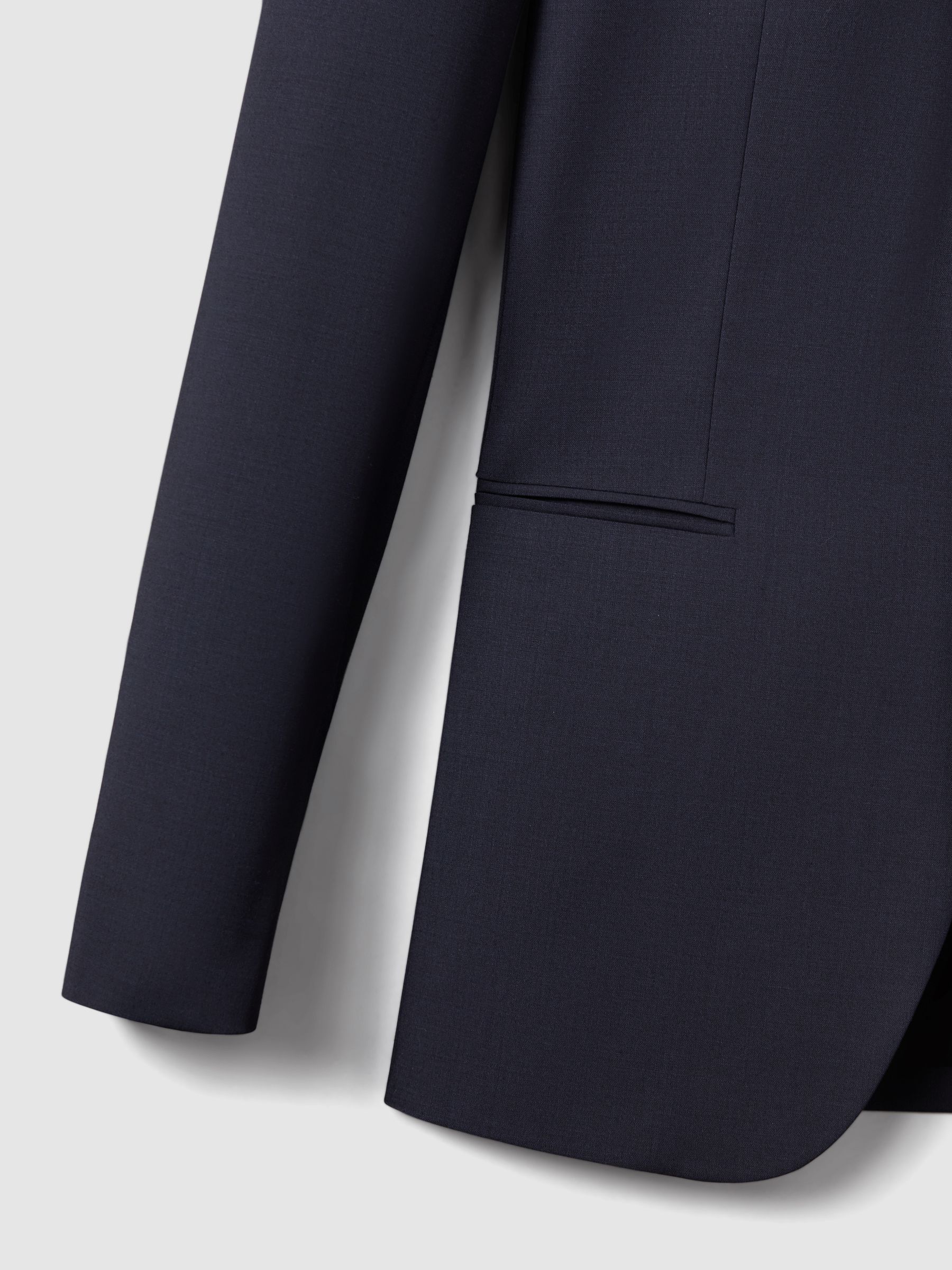 Slim-Fit Wool-Blend Single-Breasted Suit Blazer in Navy
