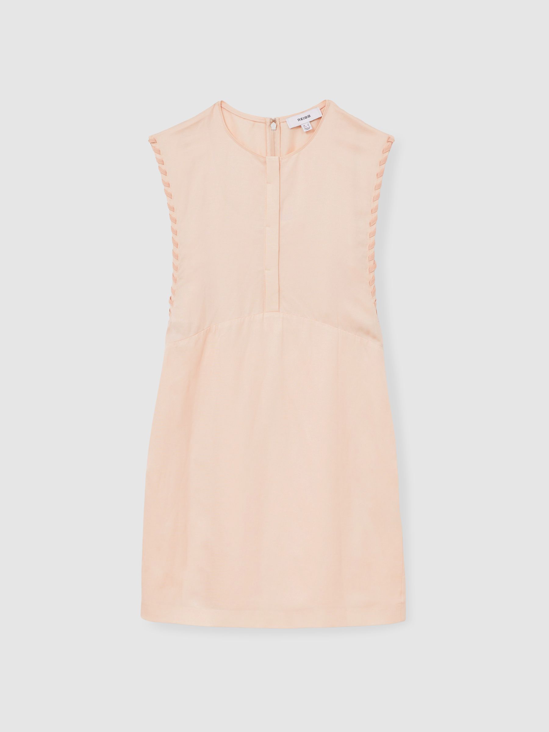Whipstitch Sleeveless Shift Dress in Peach