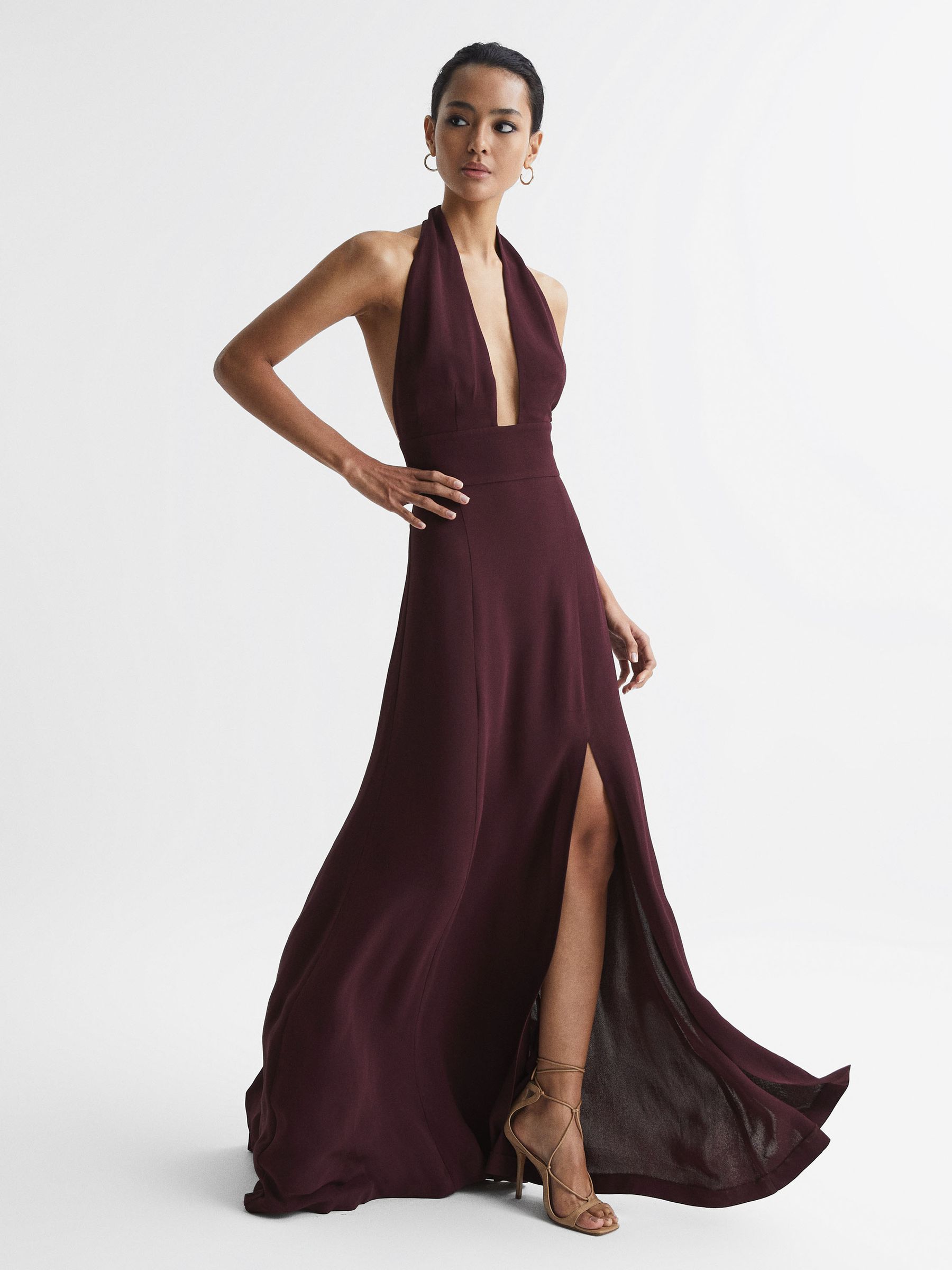 Maxi Dress With Cape in Burgundy