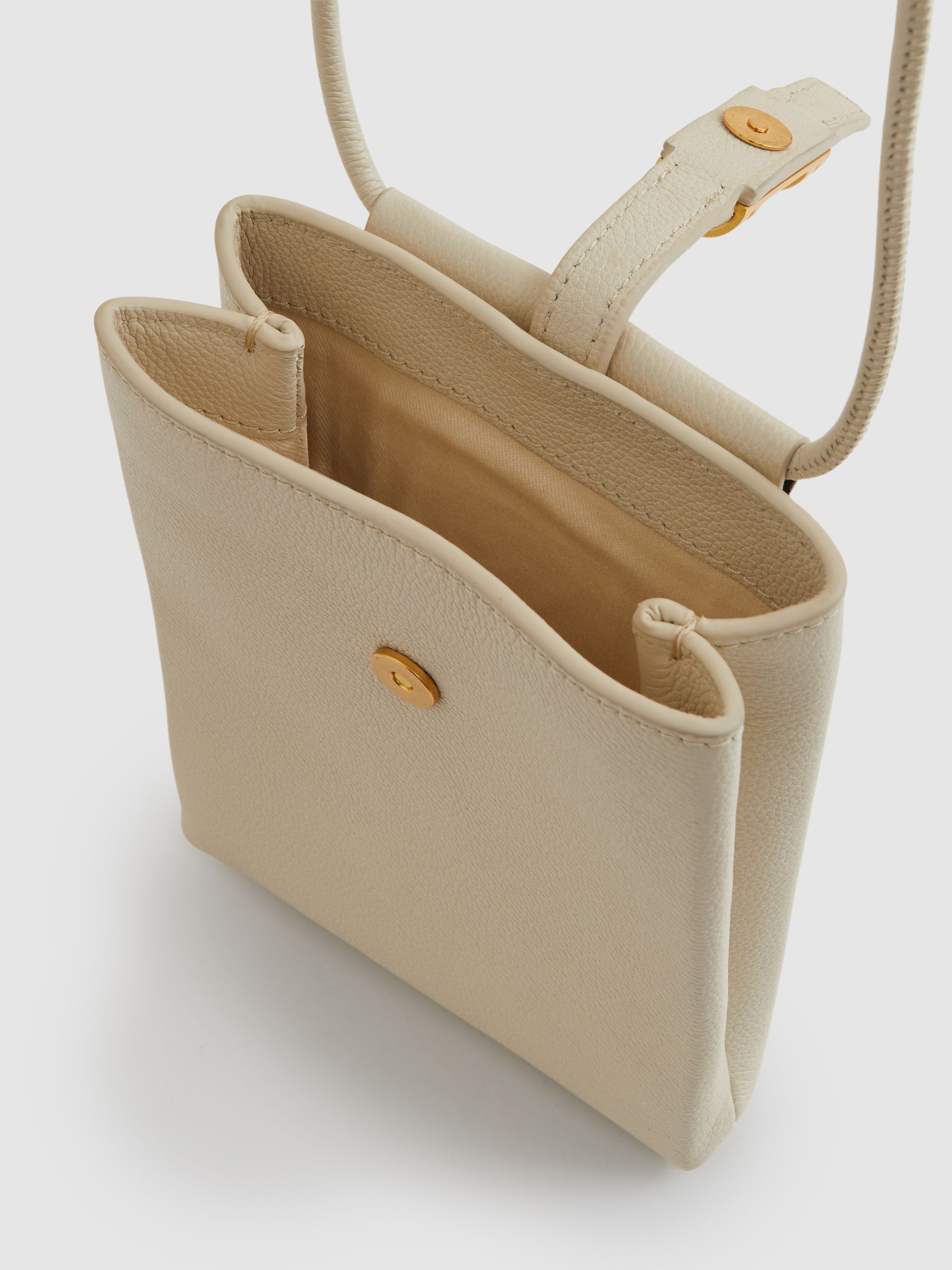 Leather Phone Holder in Off White