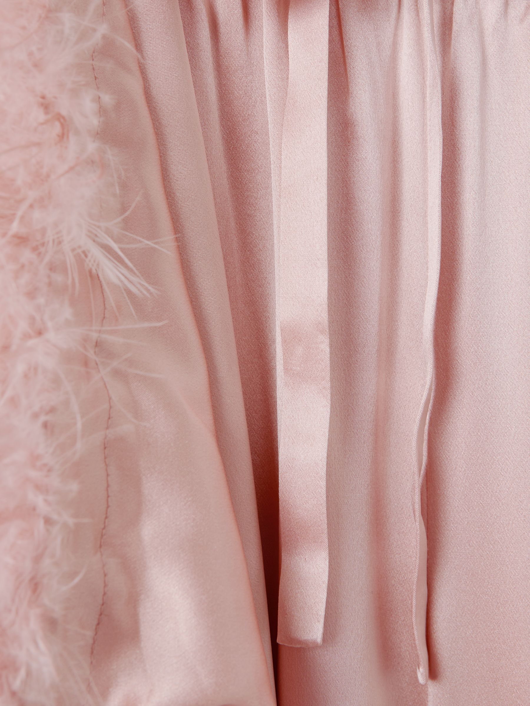 Maison Essentiele Silk Feather Trim Pyjama Bottoms in Blush