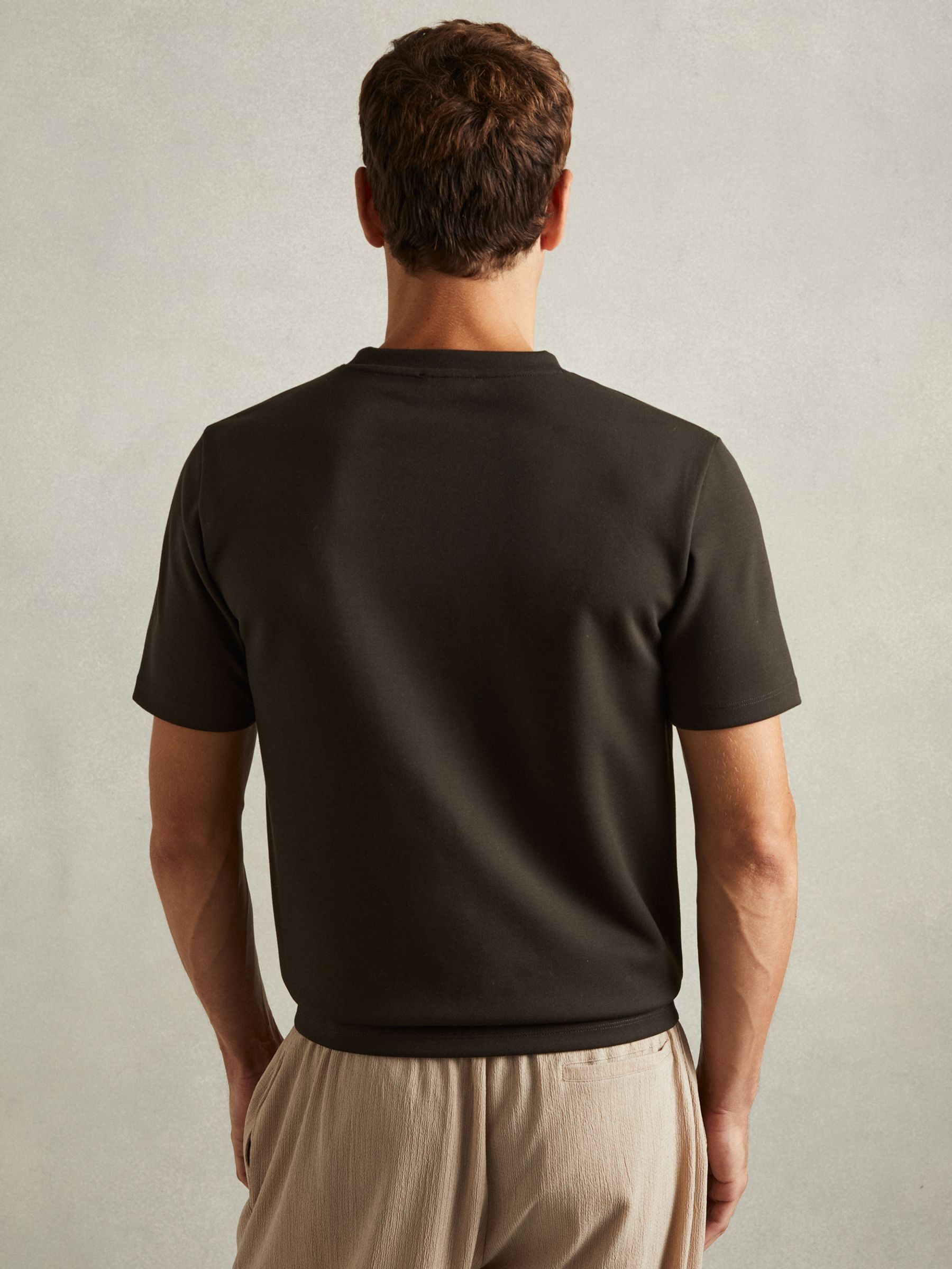 Interlock Jersey Crew Neck T-Shirt in Chocolate Brown