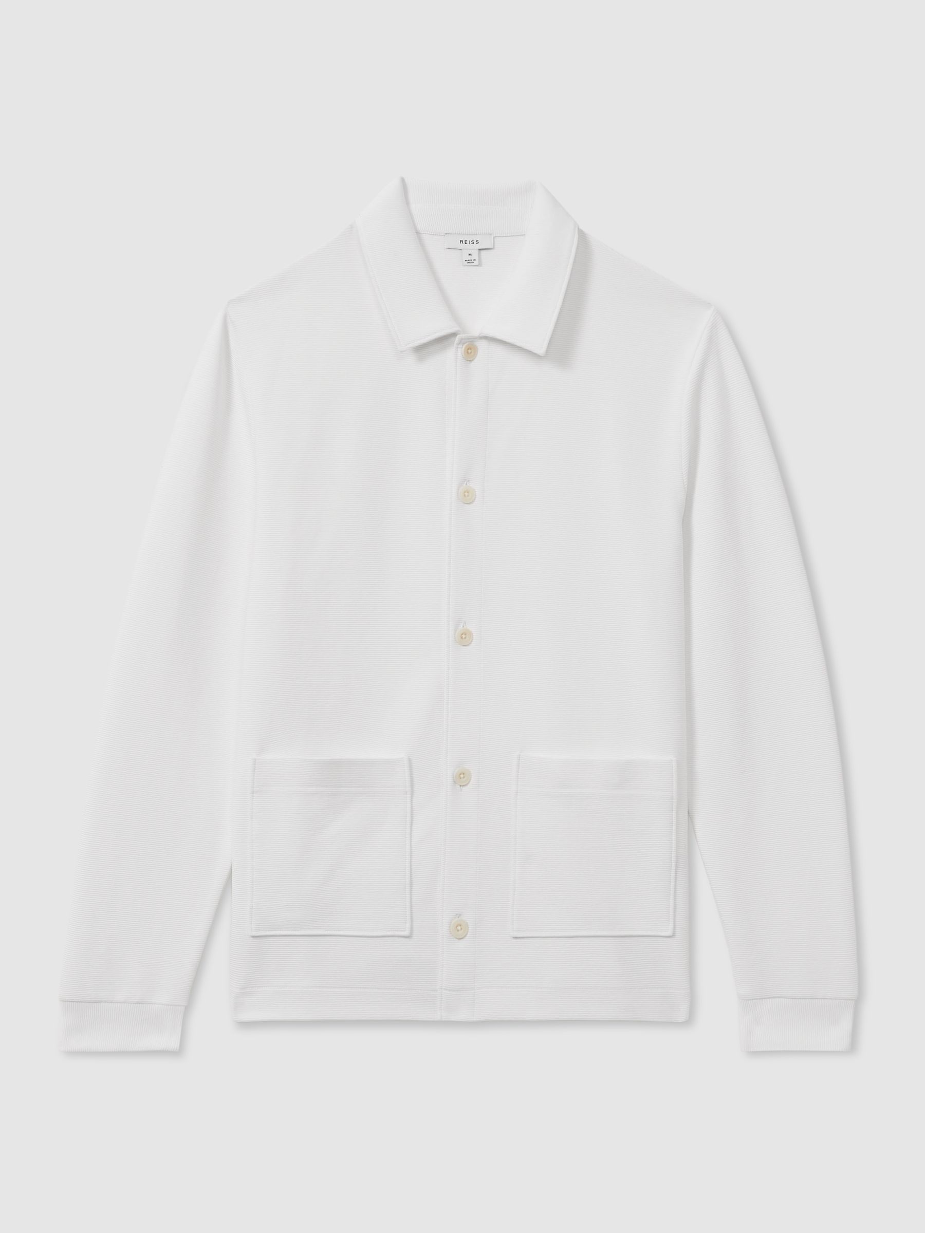 Flippo Off White Ribbed Cotton Blend Knitted Overshirt