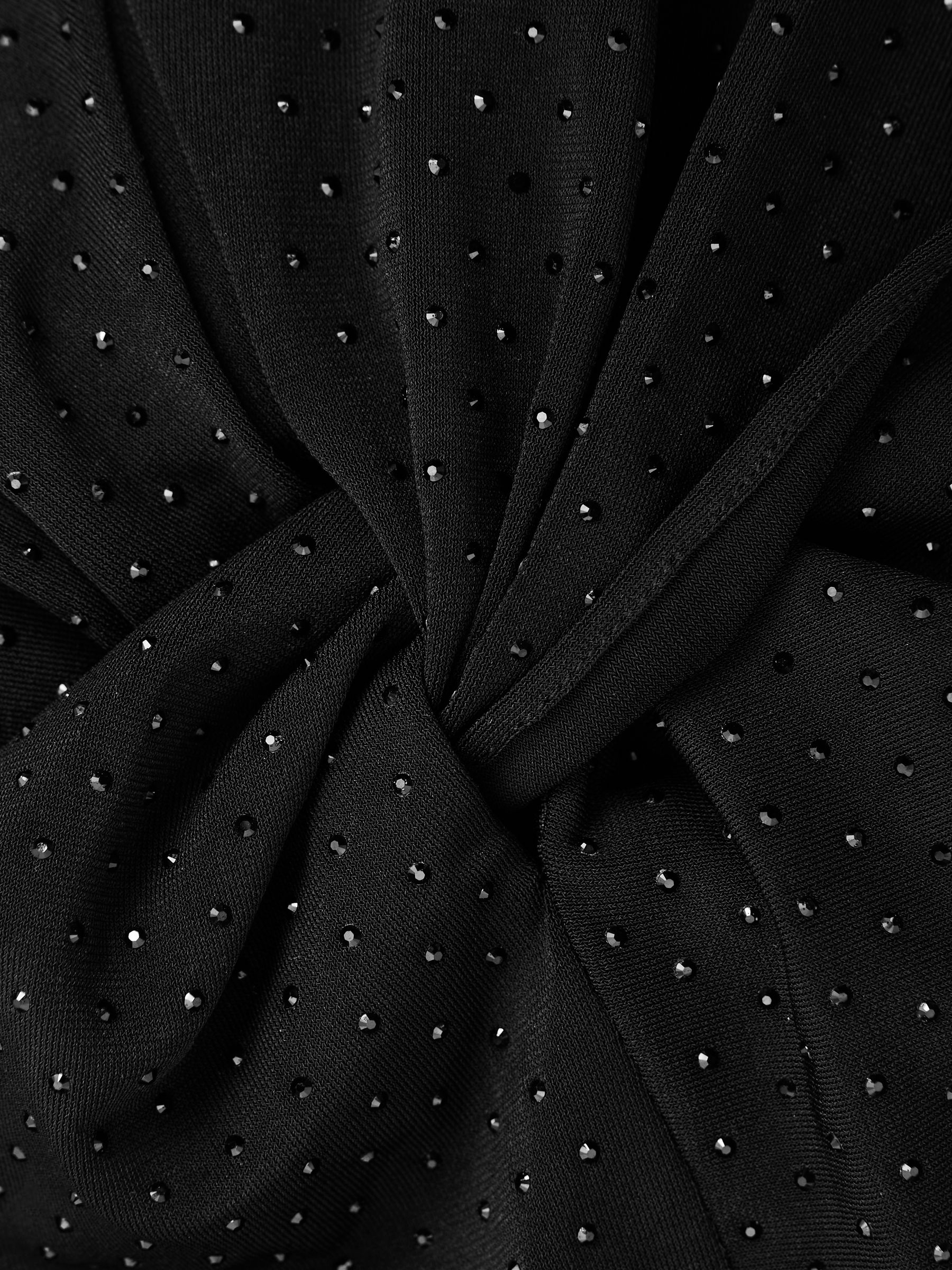 Halston Crystal Jersey Midi Dress in Black