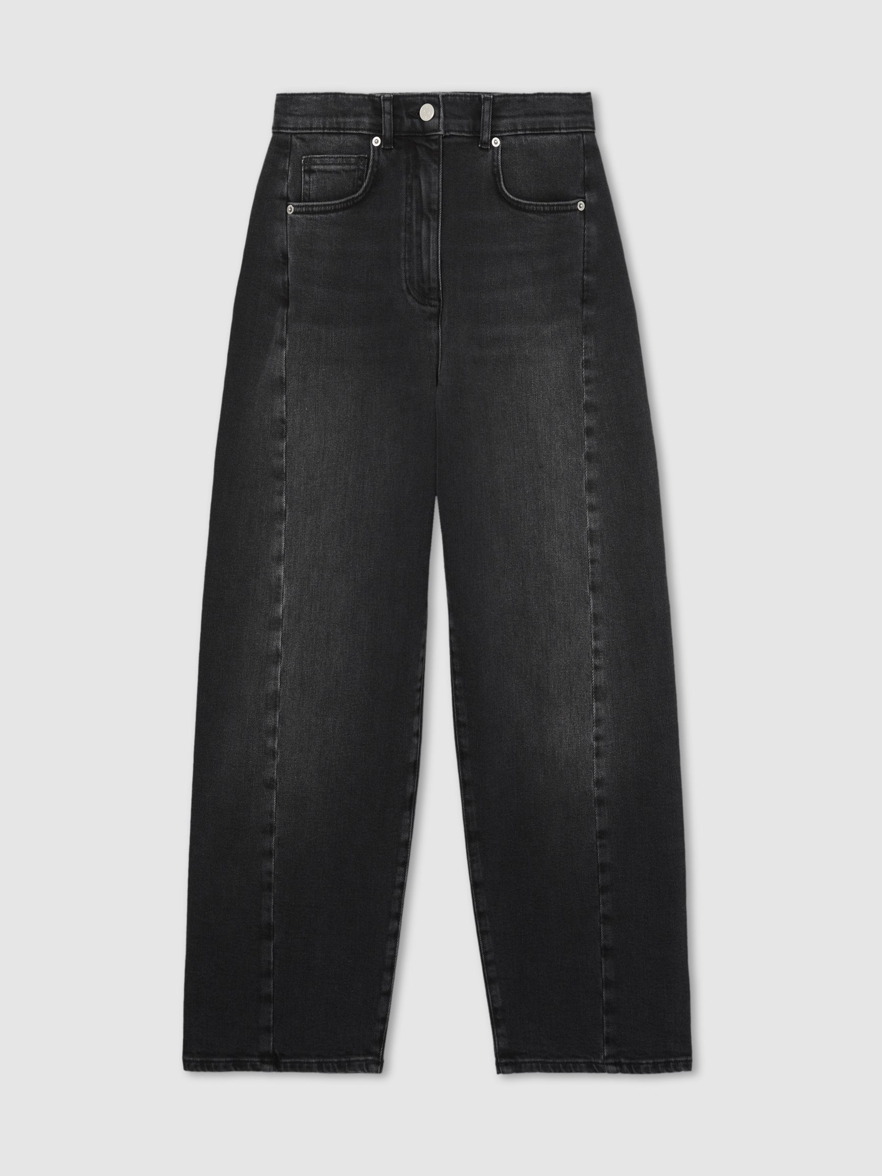 Barrel-Leg Seam Jeans in Washed Grey