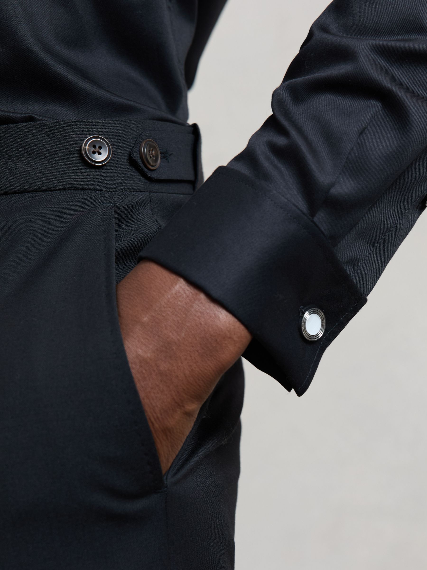 Inlaid Round Ridge Cufflinks in Silver Tone