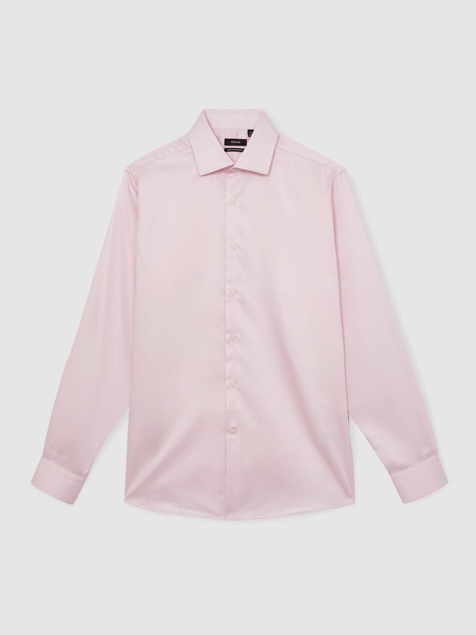 Regular Fit Cotton Sateen Shirt in Pink