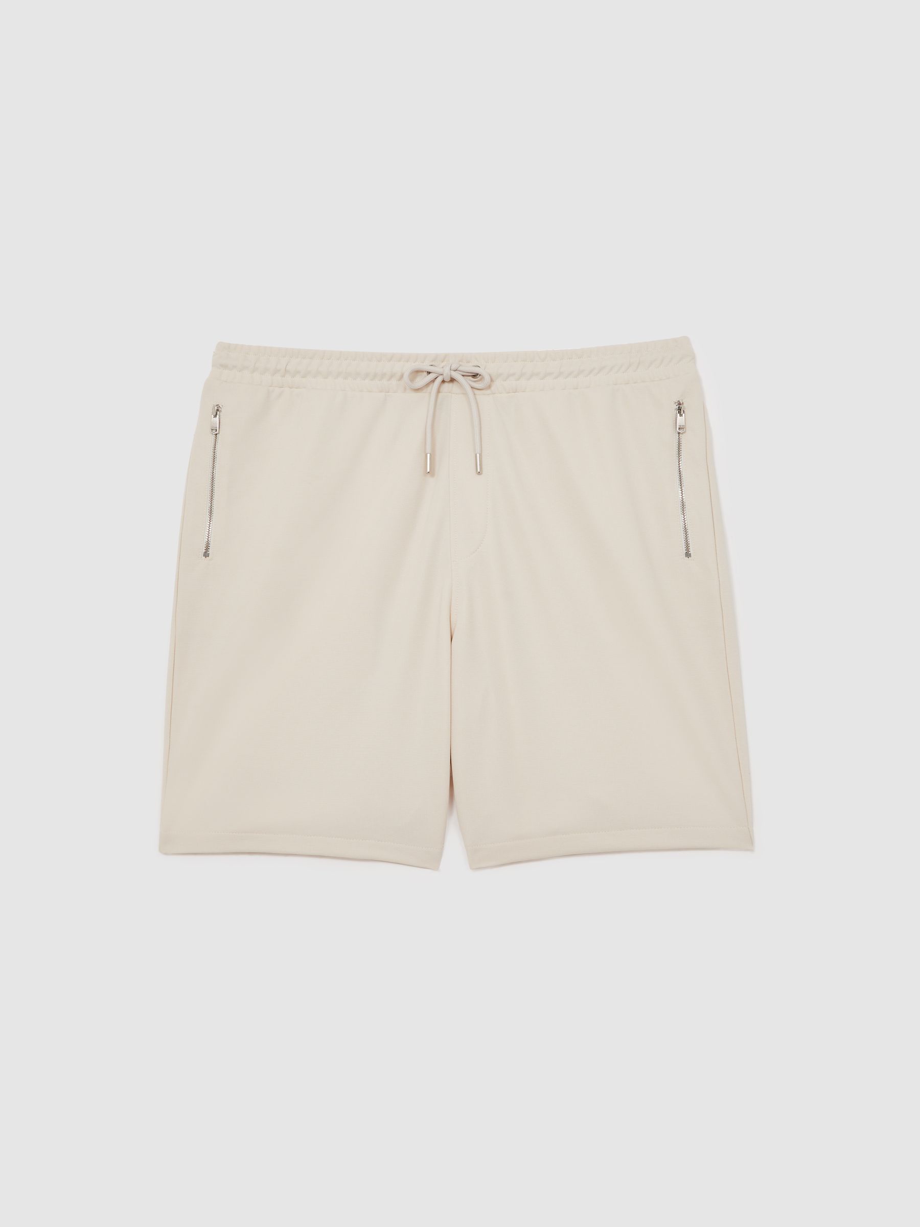 Textured Drawstring Shorts in Stone