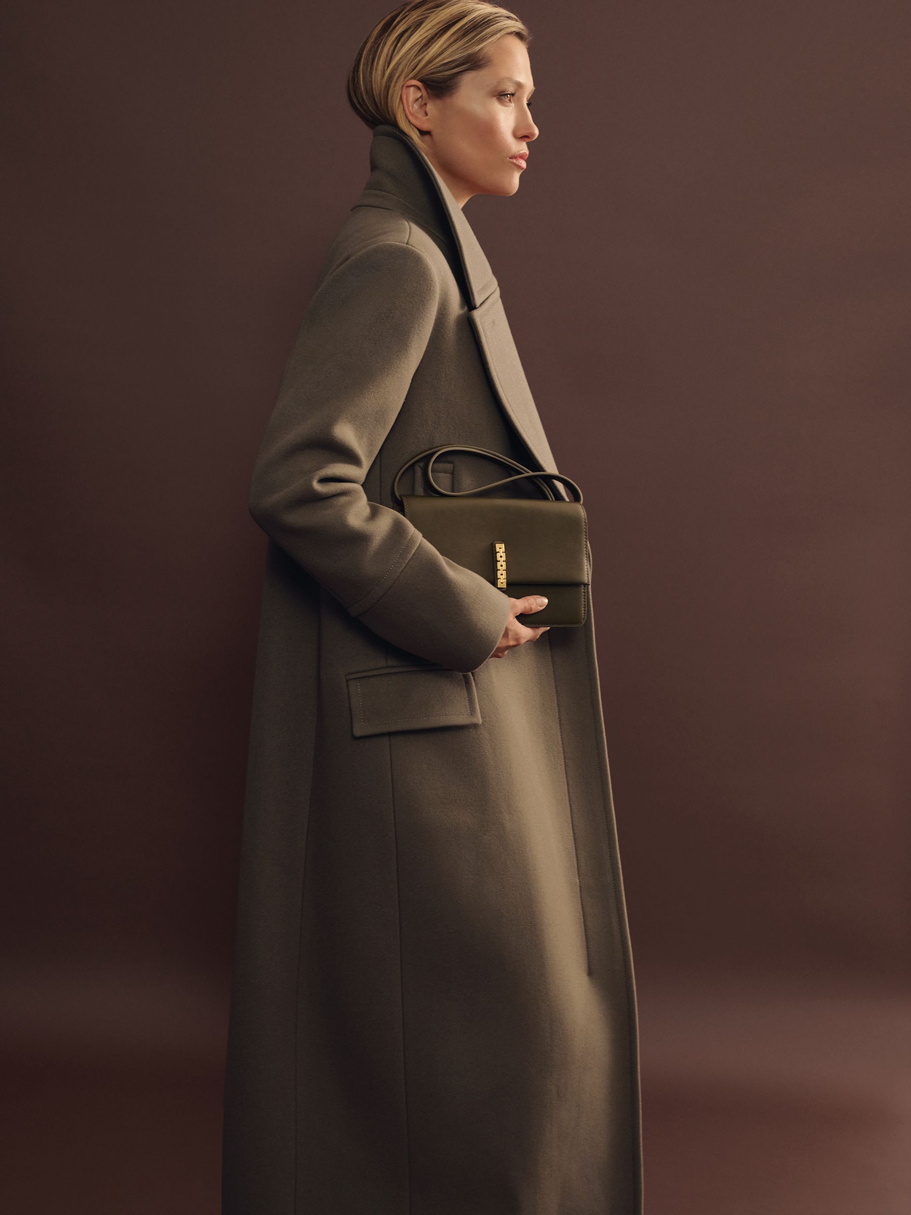 Atelier Wool-Blend Longline Coat in Khaki