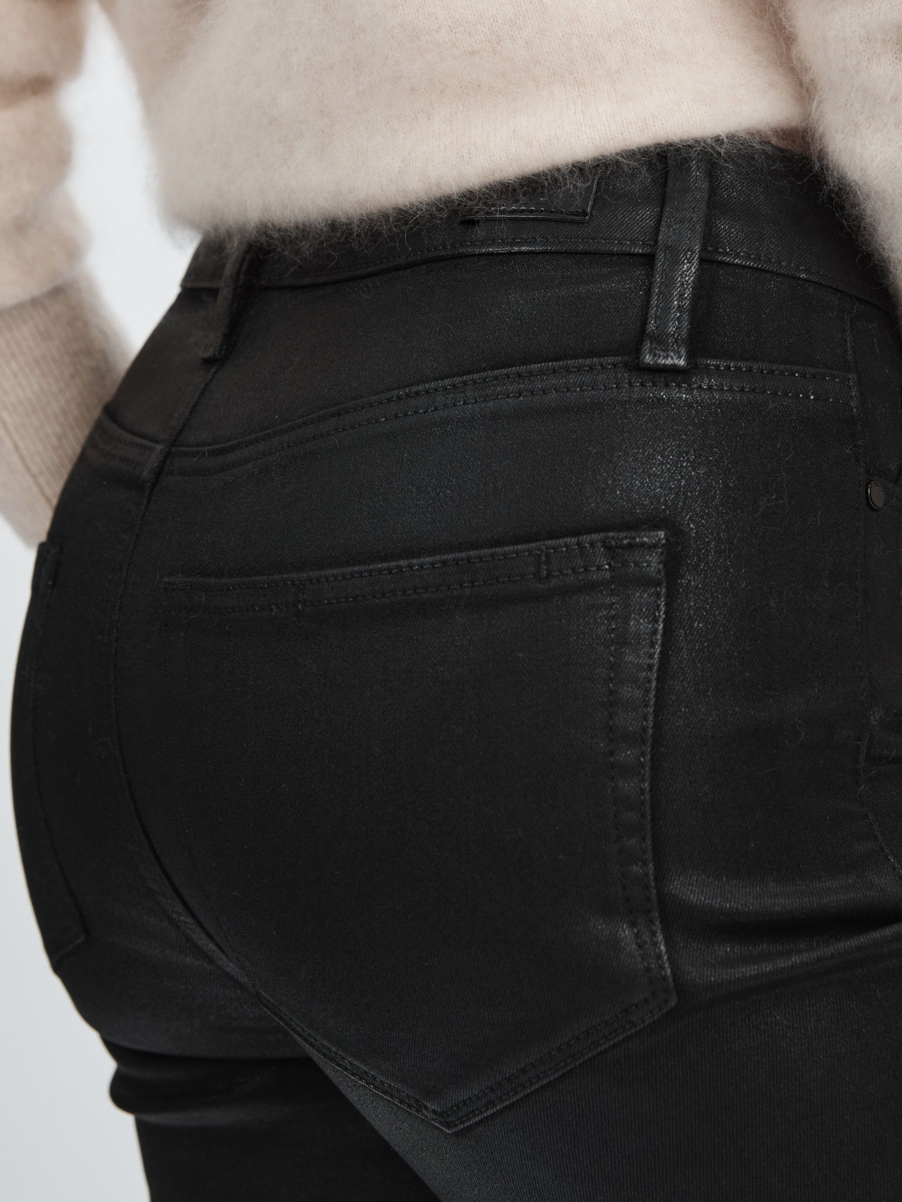 Paige Coated Straight-Leg Jeans in Black