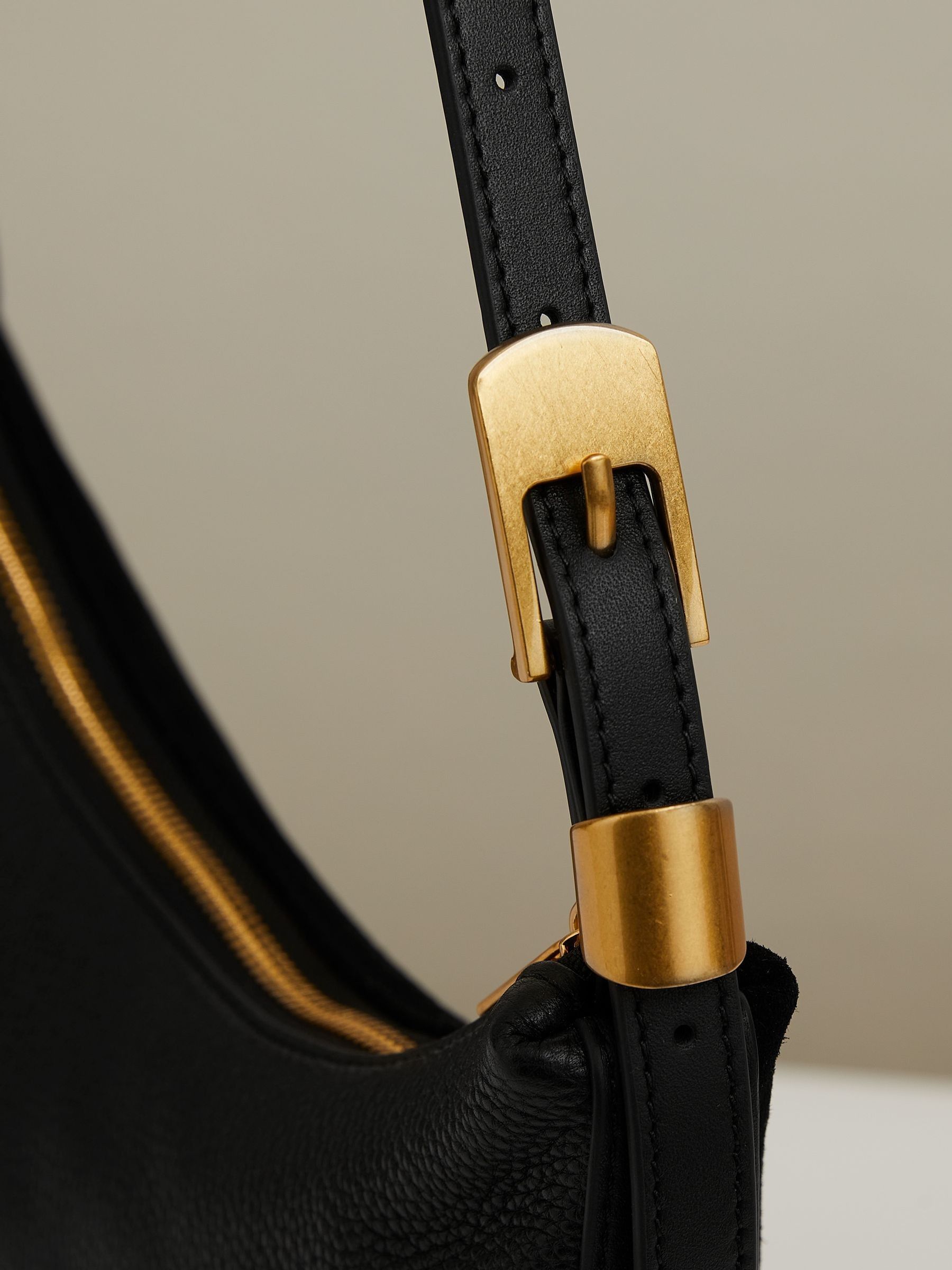 Leather and Suede Shoulder Bag in Black