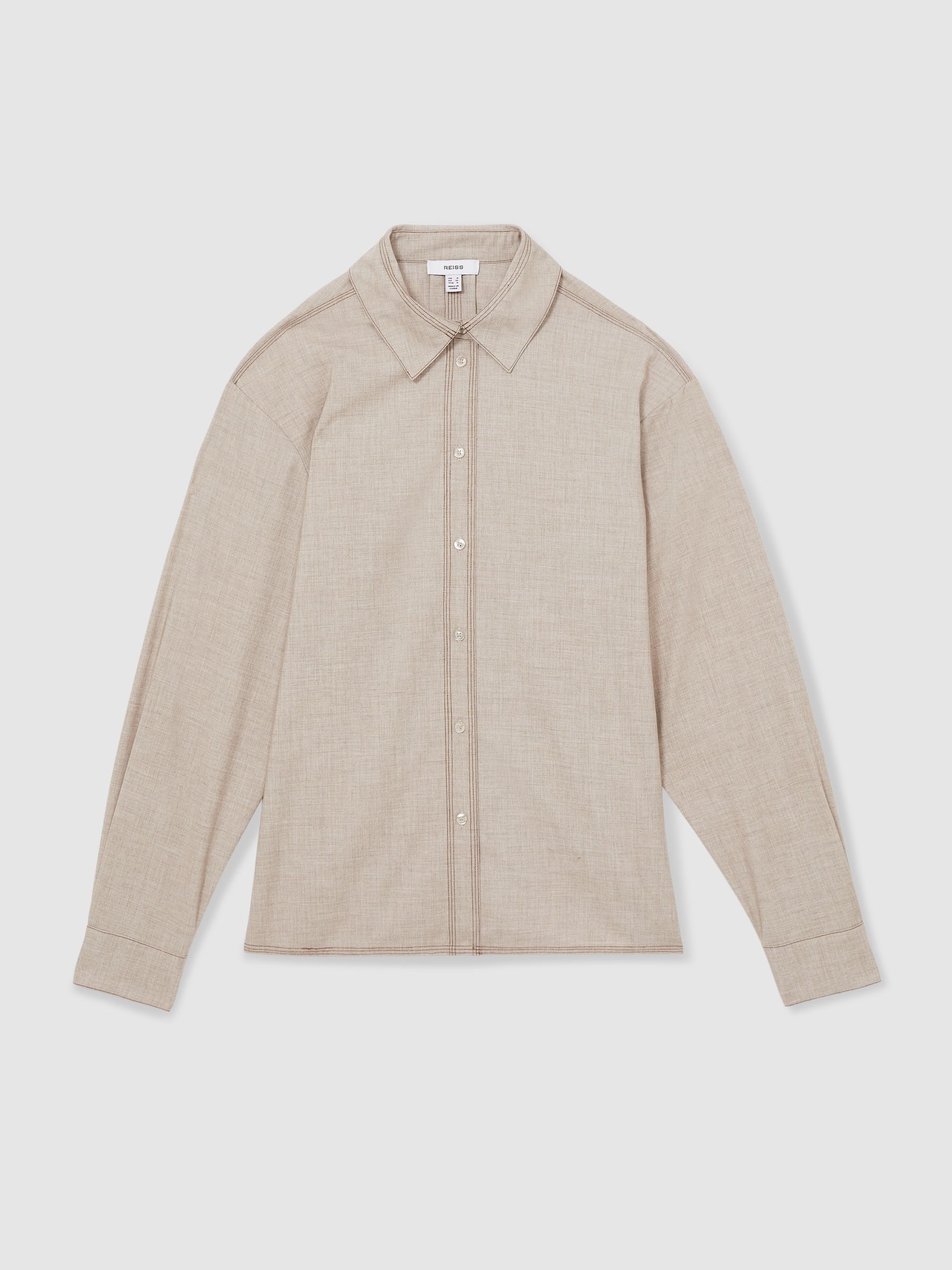 Relaxed Long-Sleeve Shirt With Wool in Neutral