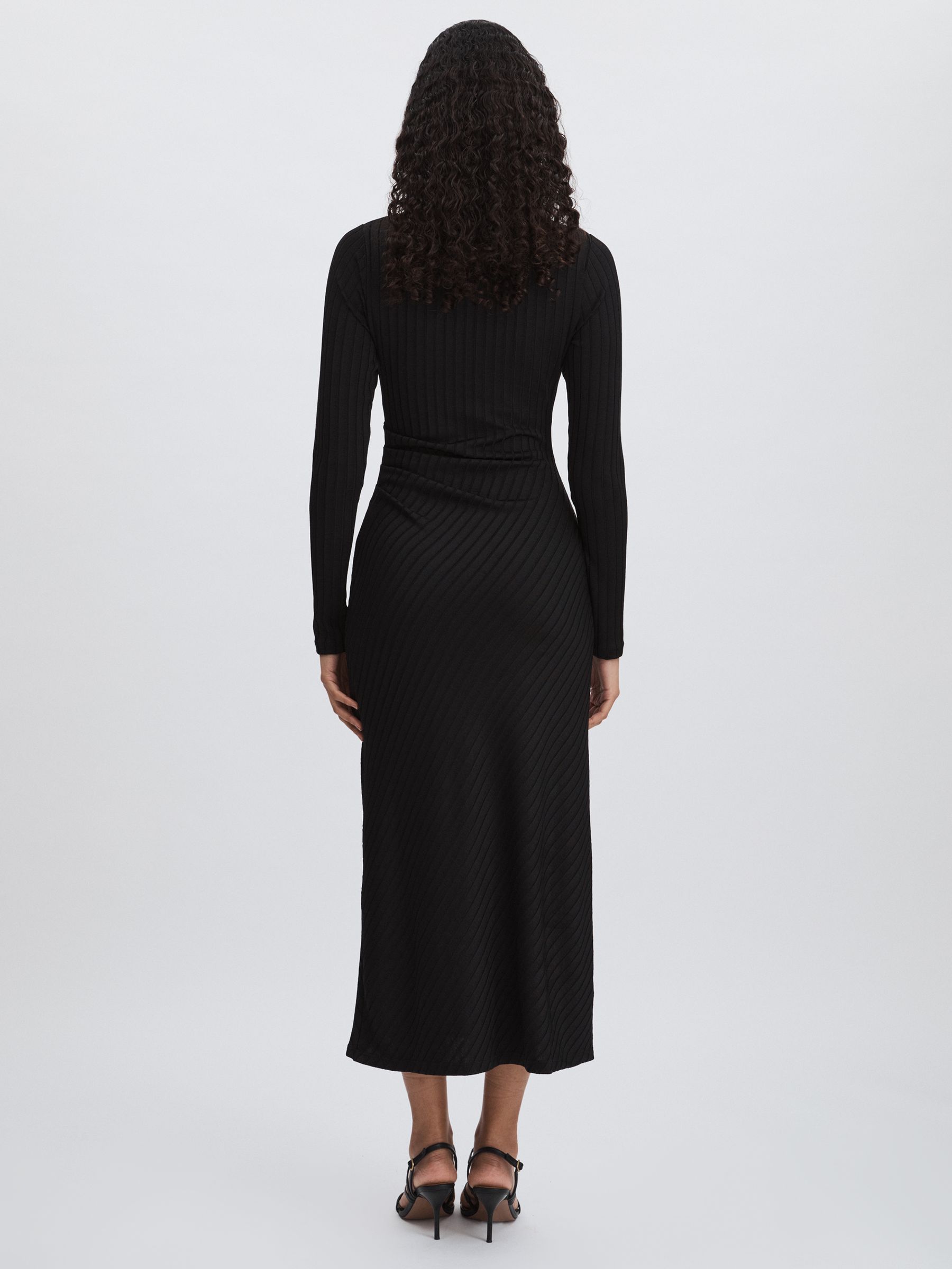 Good American Rib-Knit Midi Dress in Black